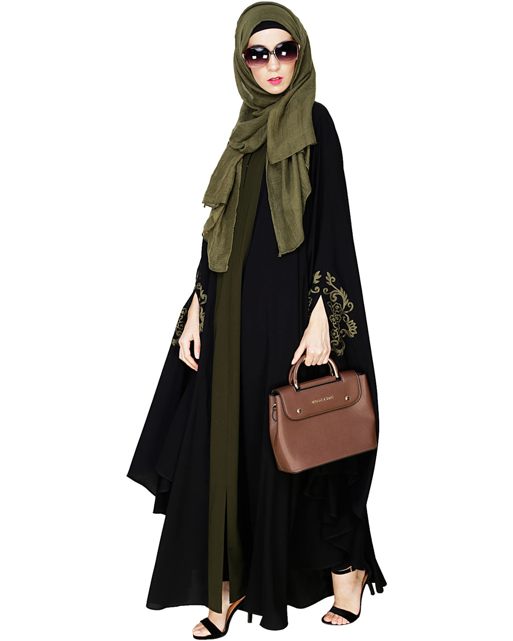 Delicate Embroidered Grey Irani Kaftan