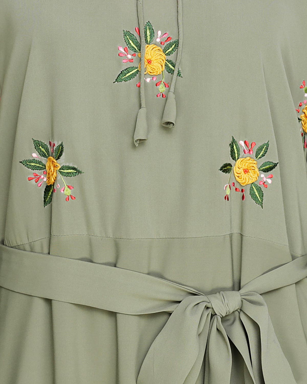 Dreamy Floral Embroiderd Abaya Dead Mint