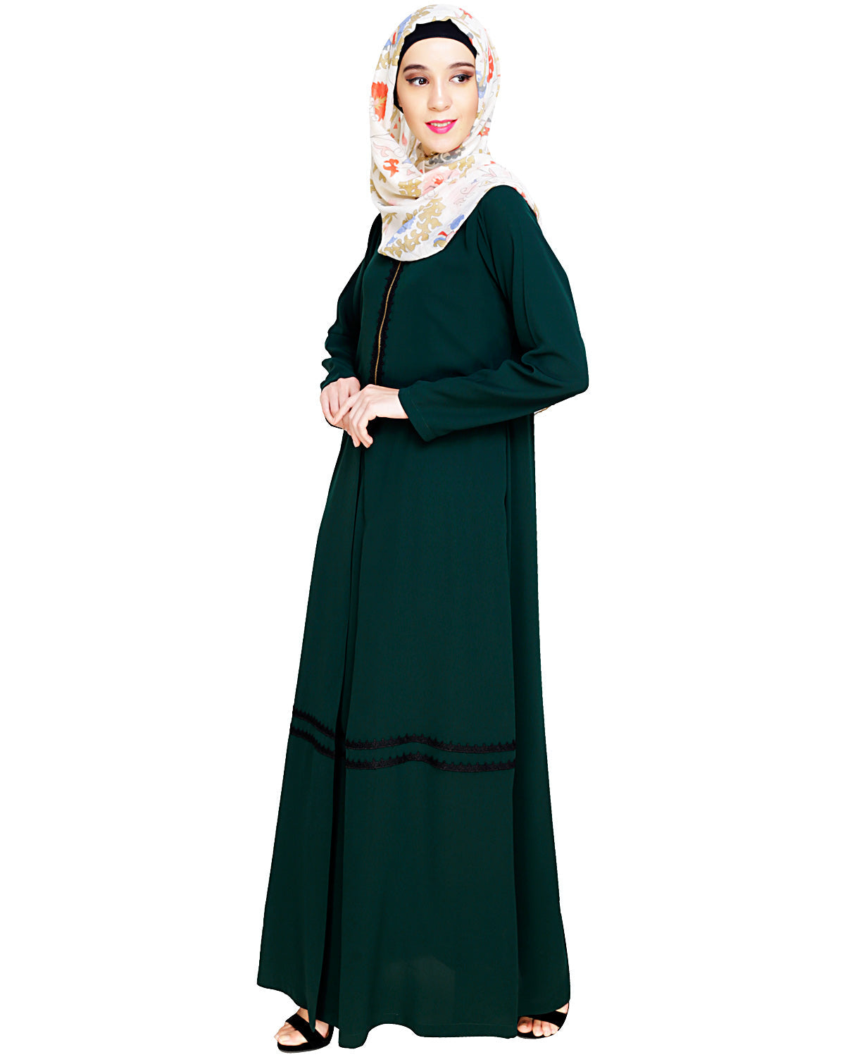 Graceful Lacy Abaya Green