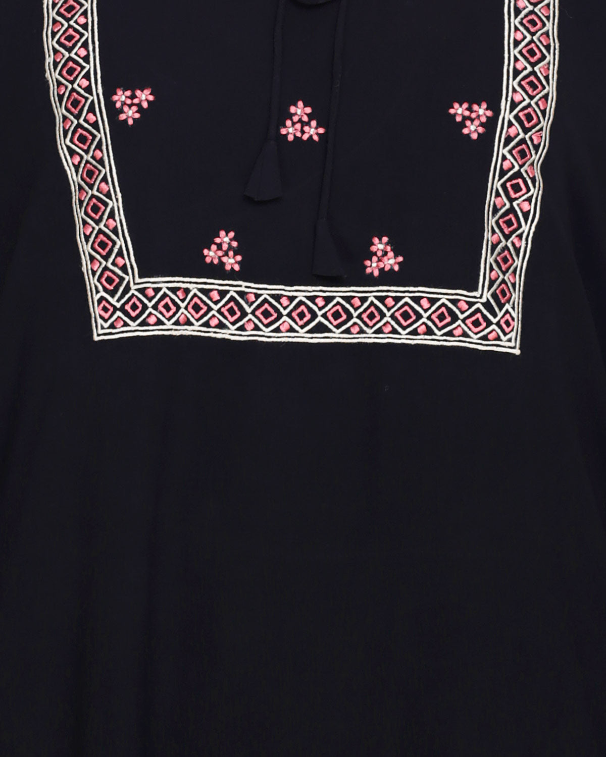 Boho Embroidered Abaya Black
