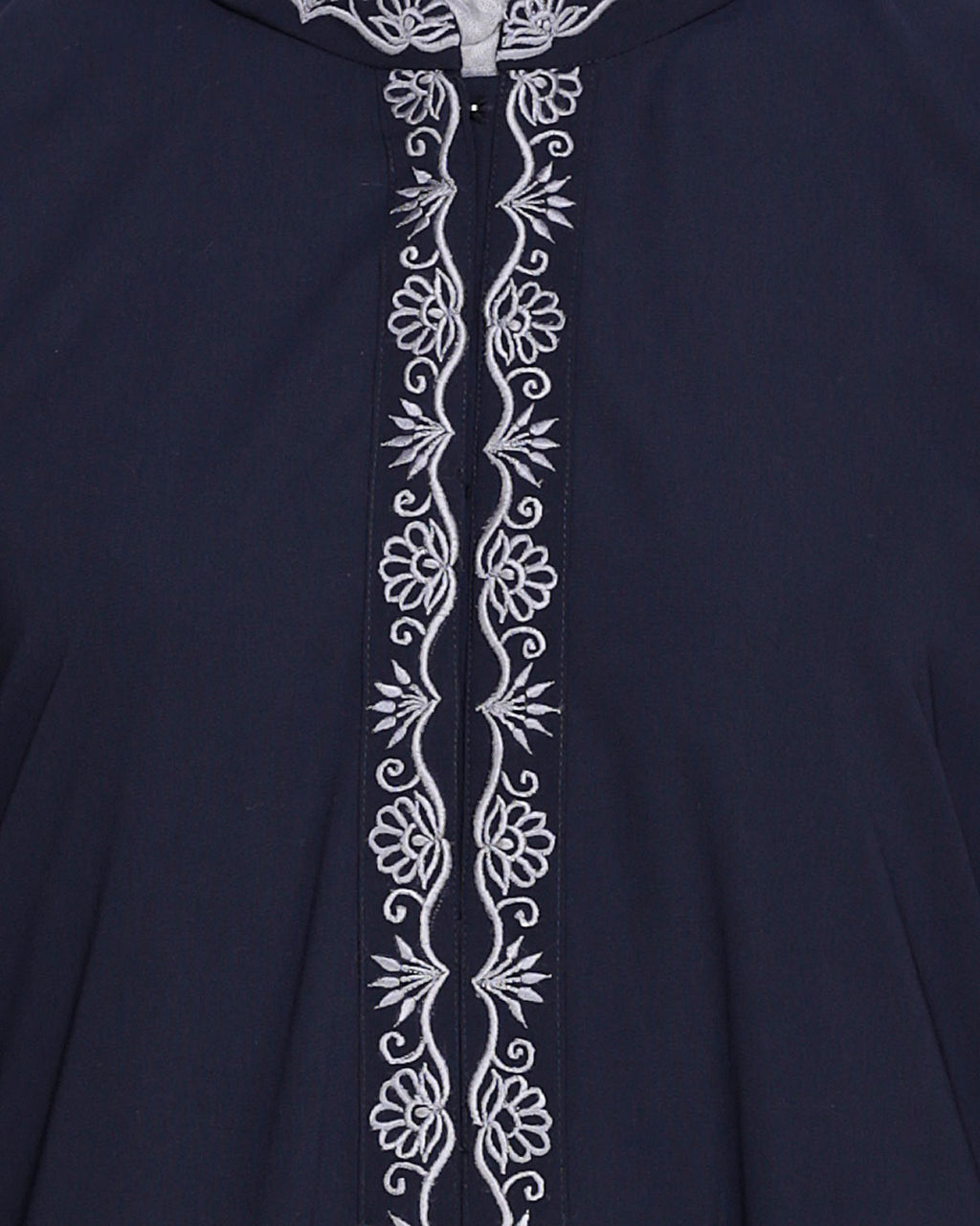 Lotus Embroidered Dubai Style Abaya Blue
