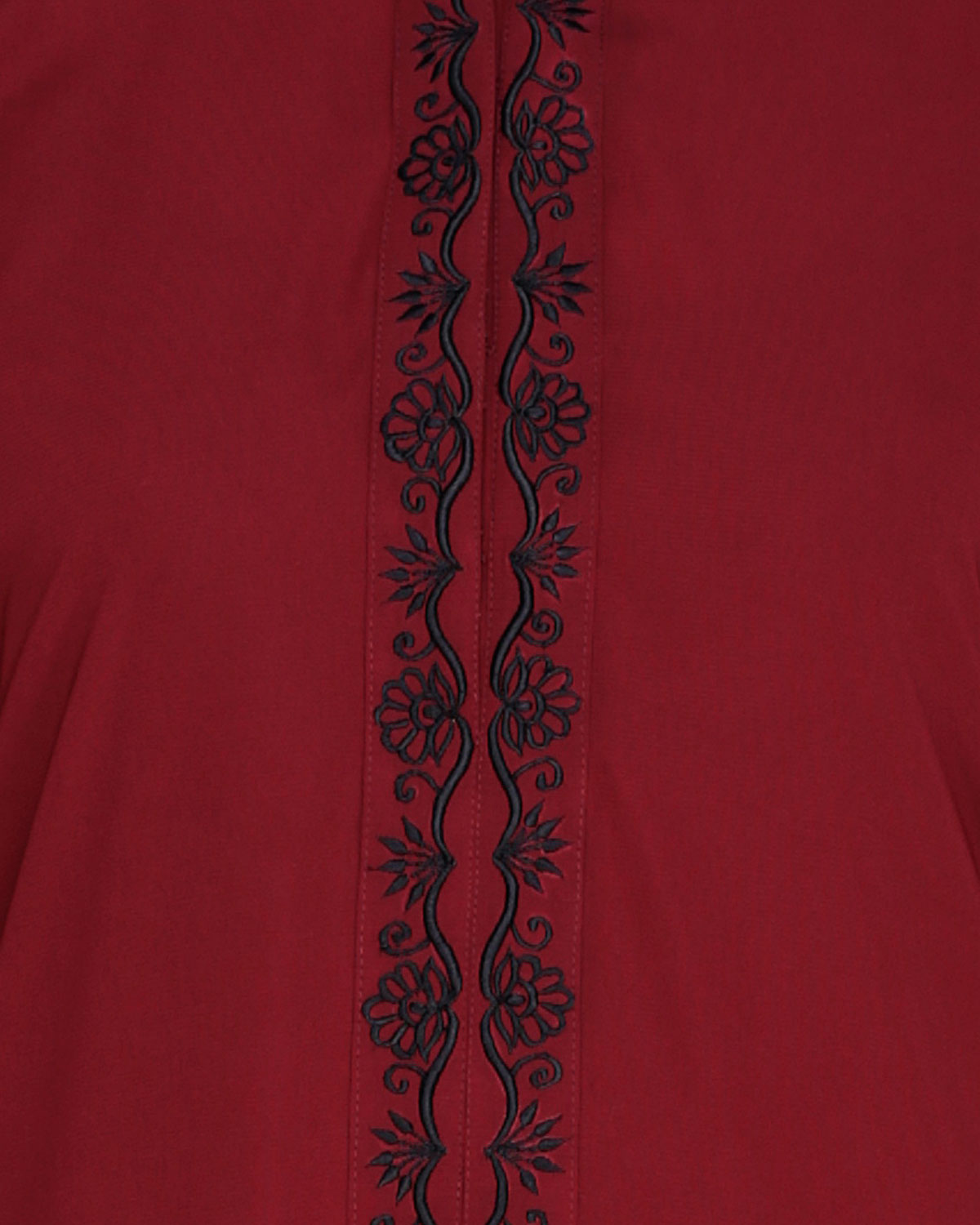 Lotus Embroidered Dubai Style Abaya Wine