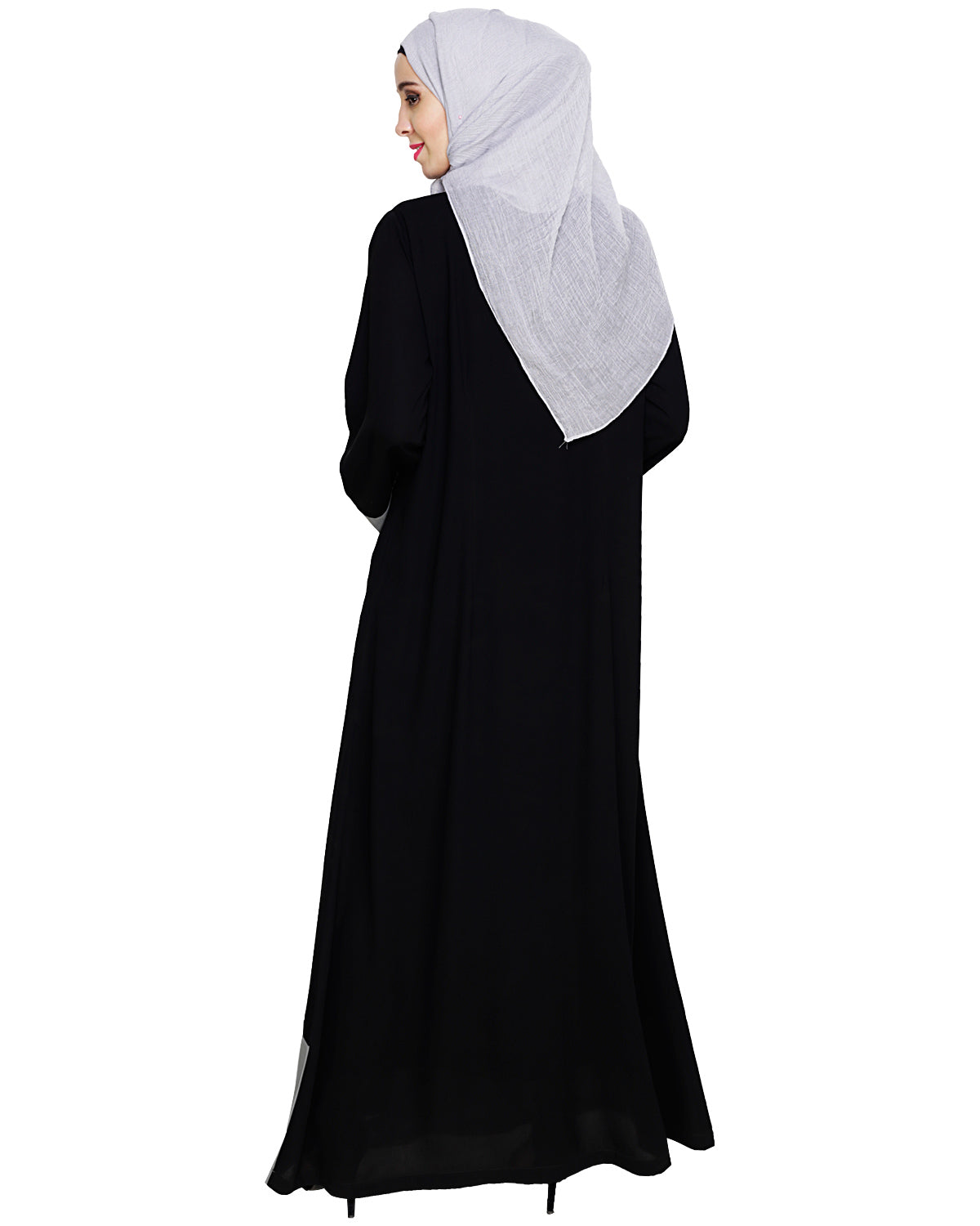 Embroidered Yoke Dubai Style Abaya Black