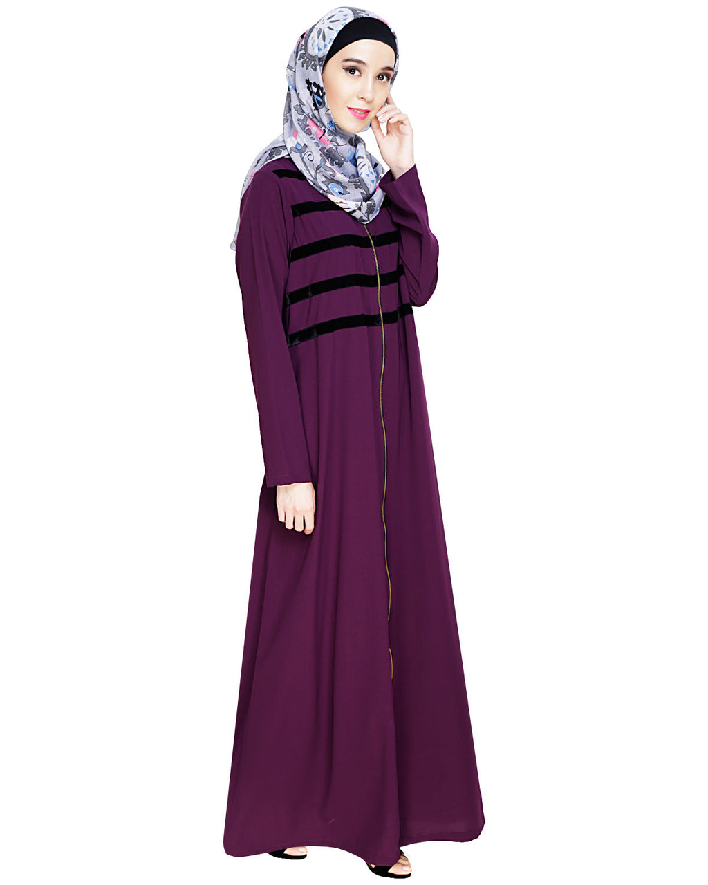 Enticing Stripes Abaya Purple