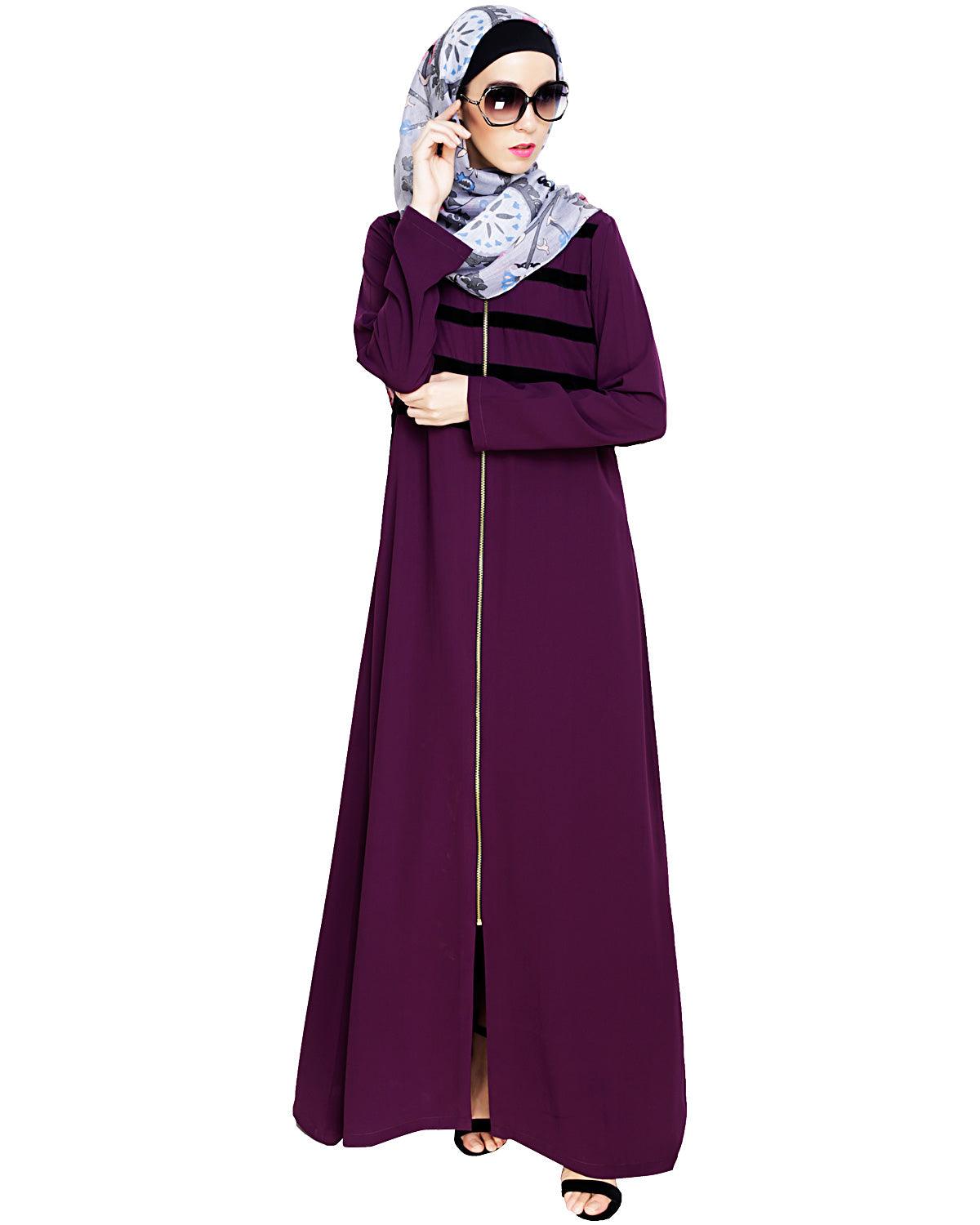 Enticing Stripes Abaya Purple