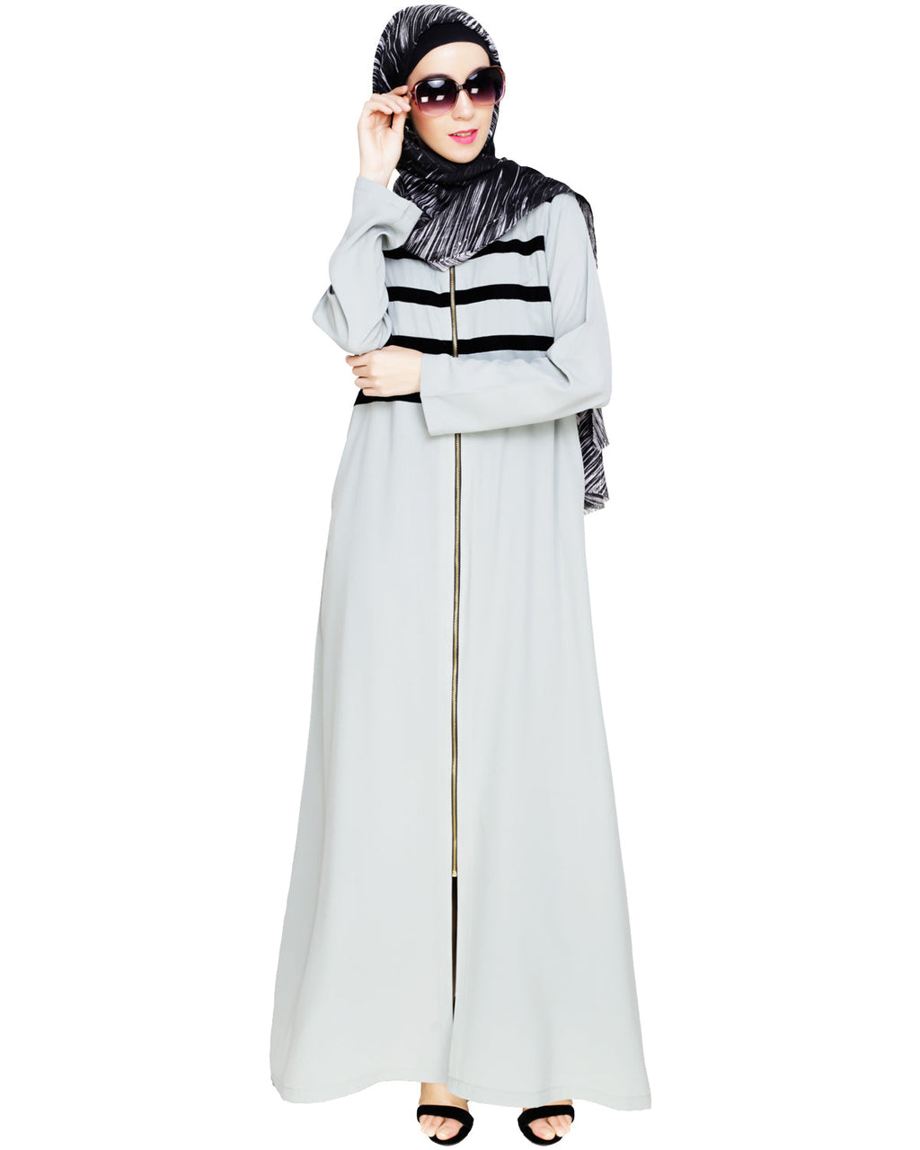 Enticing Stripes Abaya Sage Green