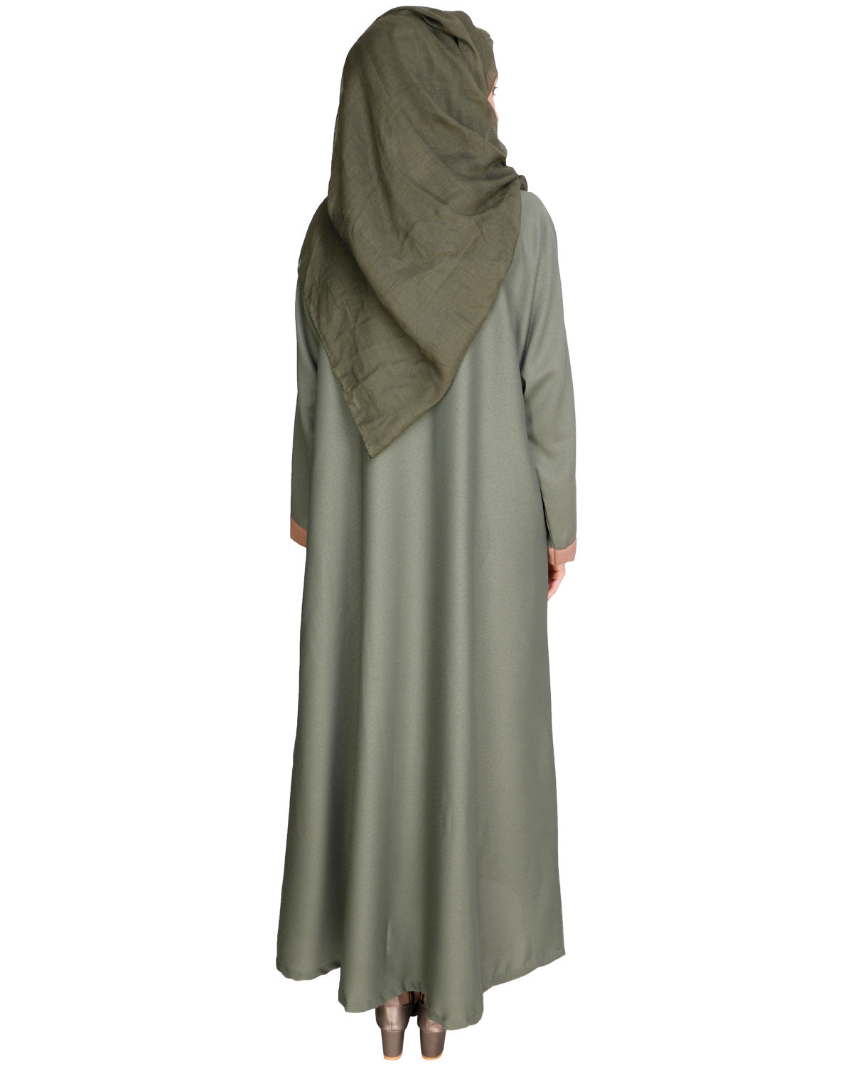 Panelled Dubai Style Abaya Green