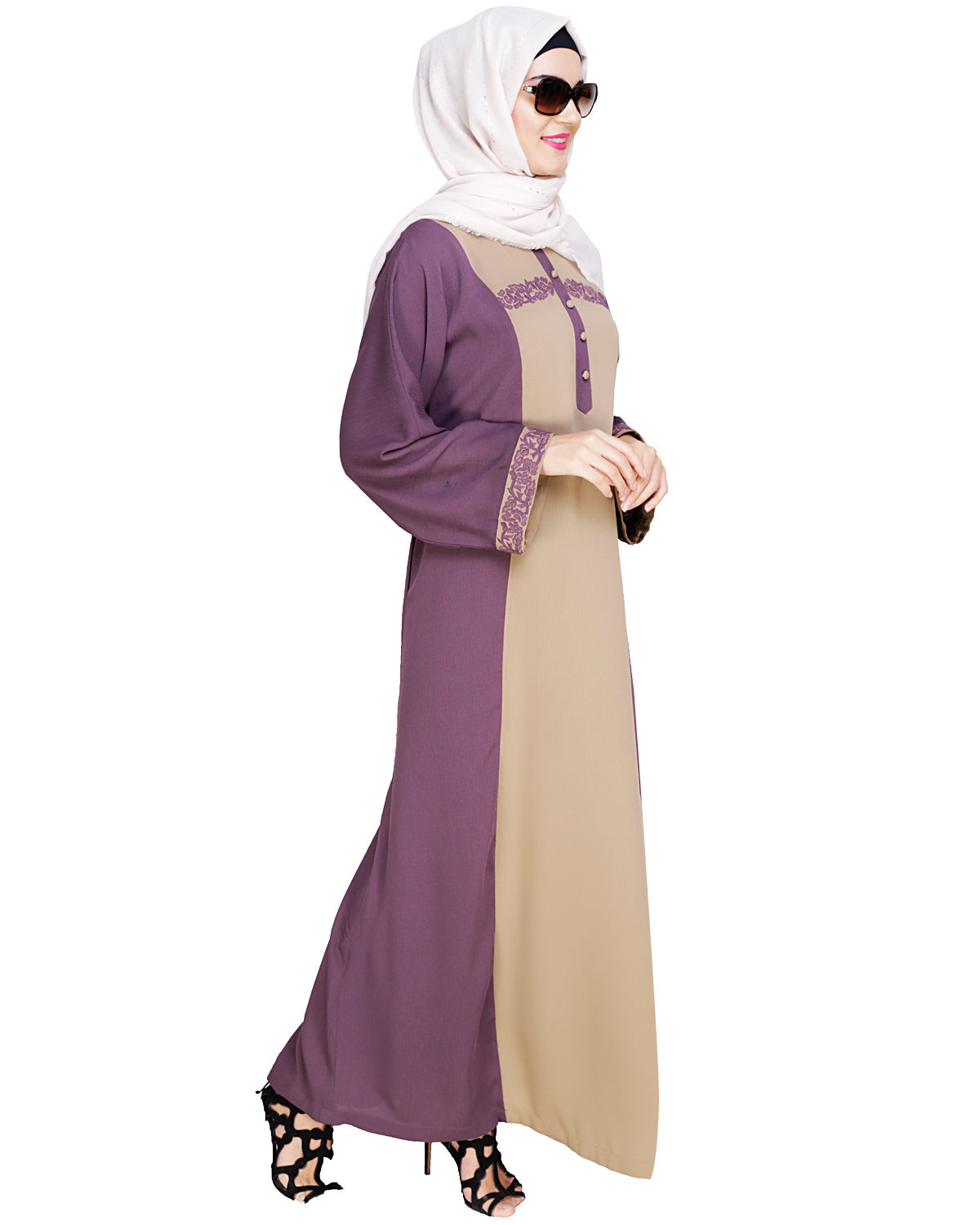 Panelled Dubai Style Abaya Purple