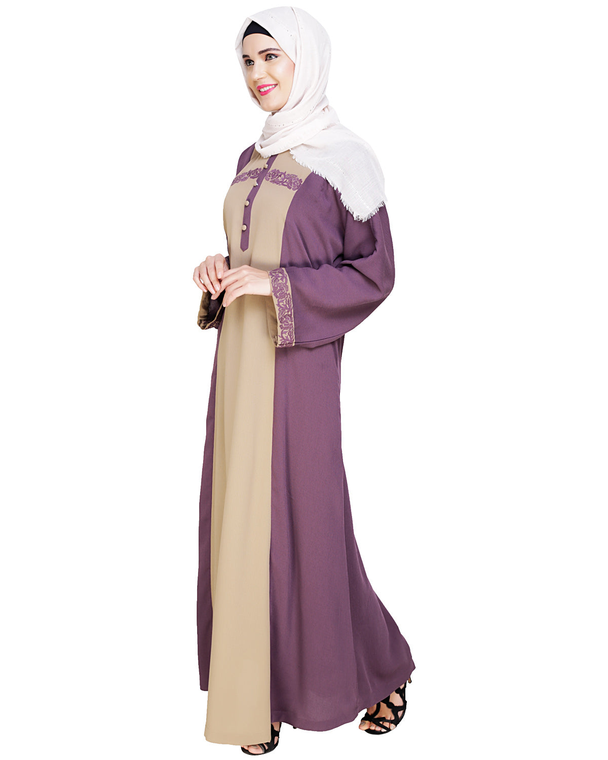 Panelled Dubai Style Abaya Purple