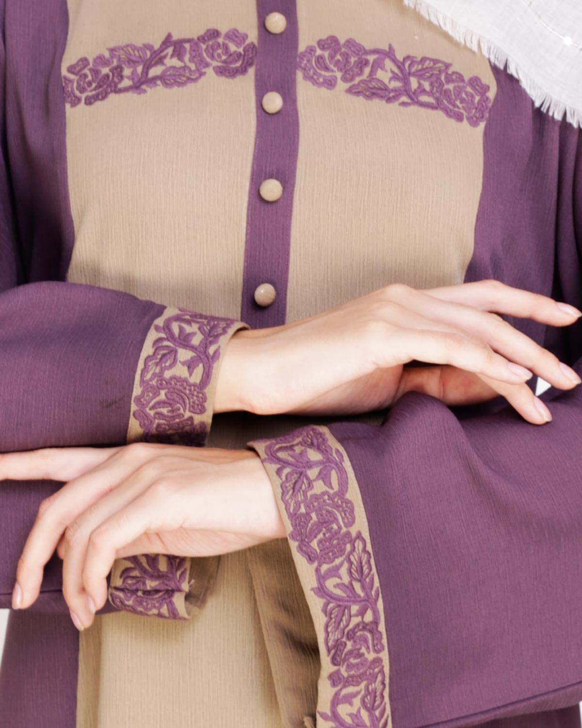 Panelled Dubai Style Abaya Purple