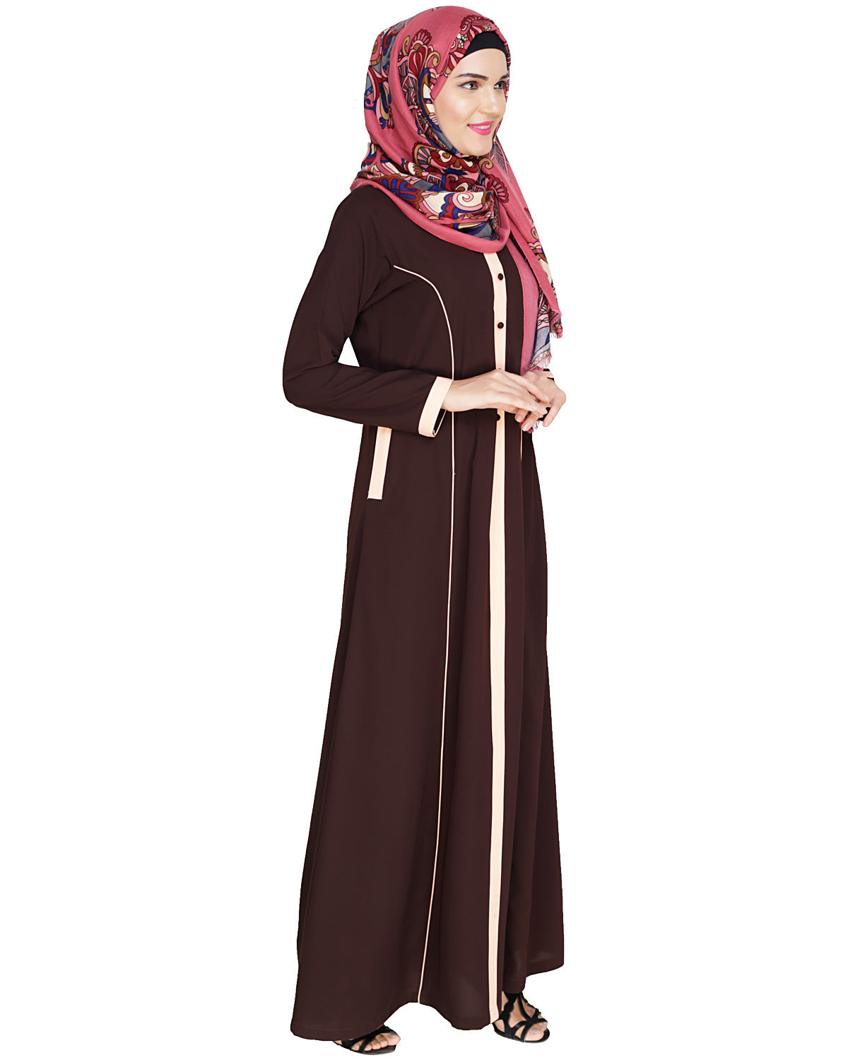 Panelled Abaya Brown