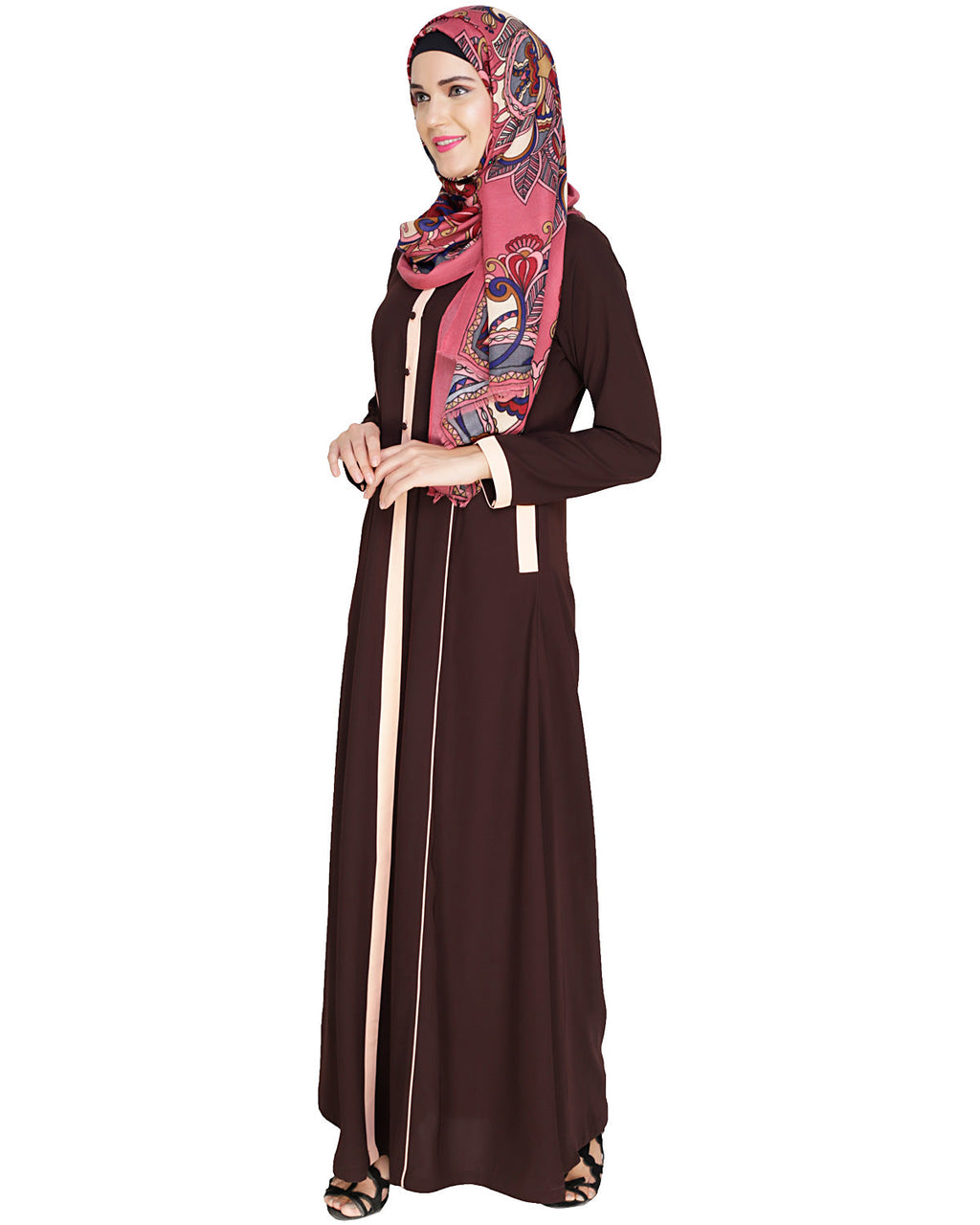 Panelled Abaya Brown