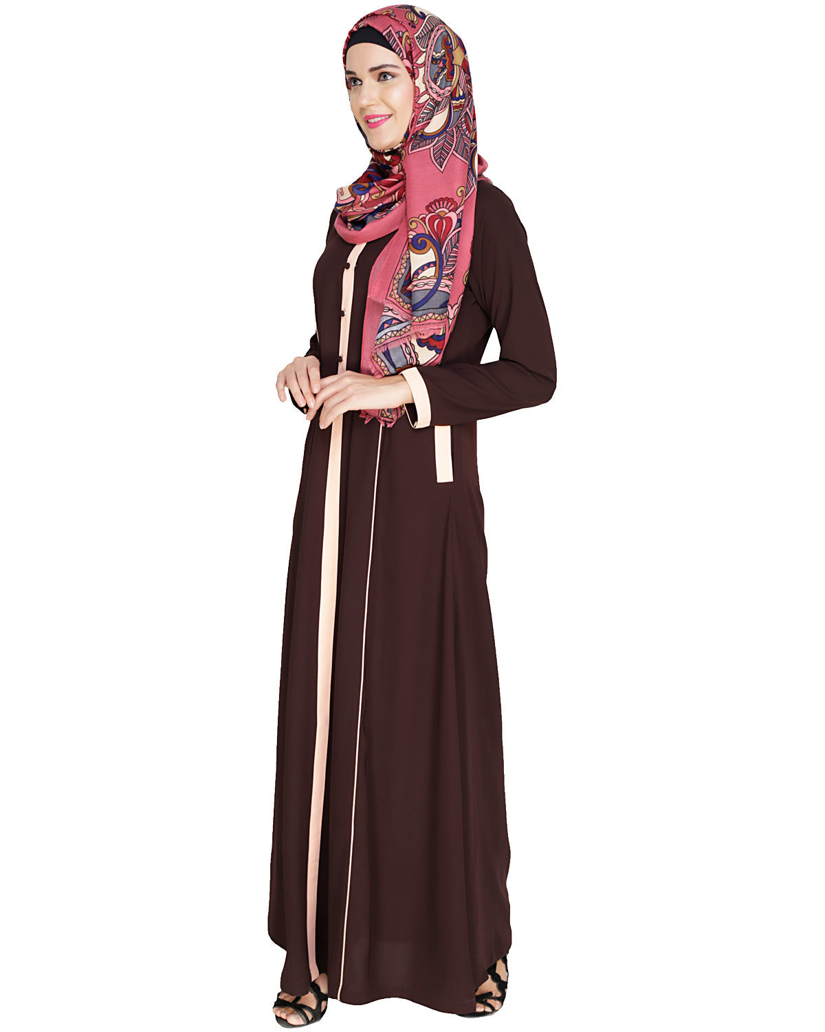 Panelled Abaya Brown