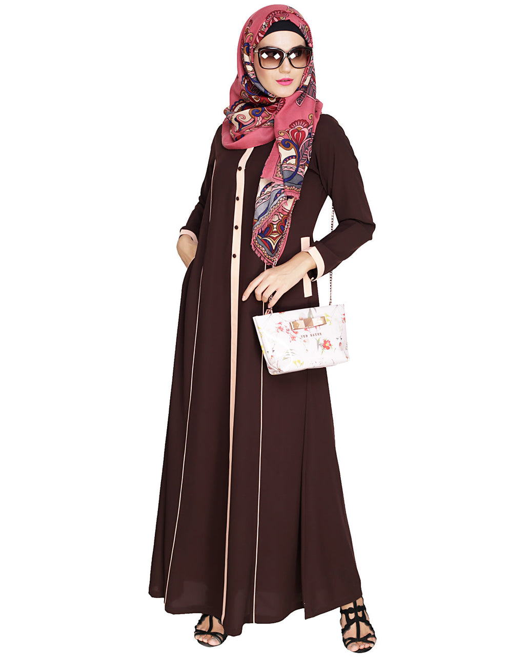 Panelled Abaya Brown
