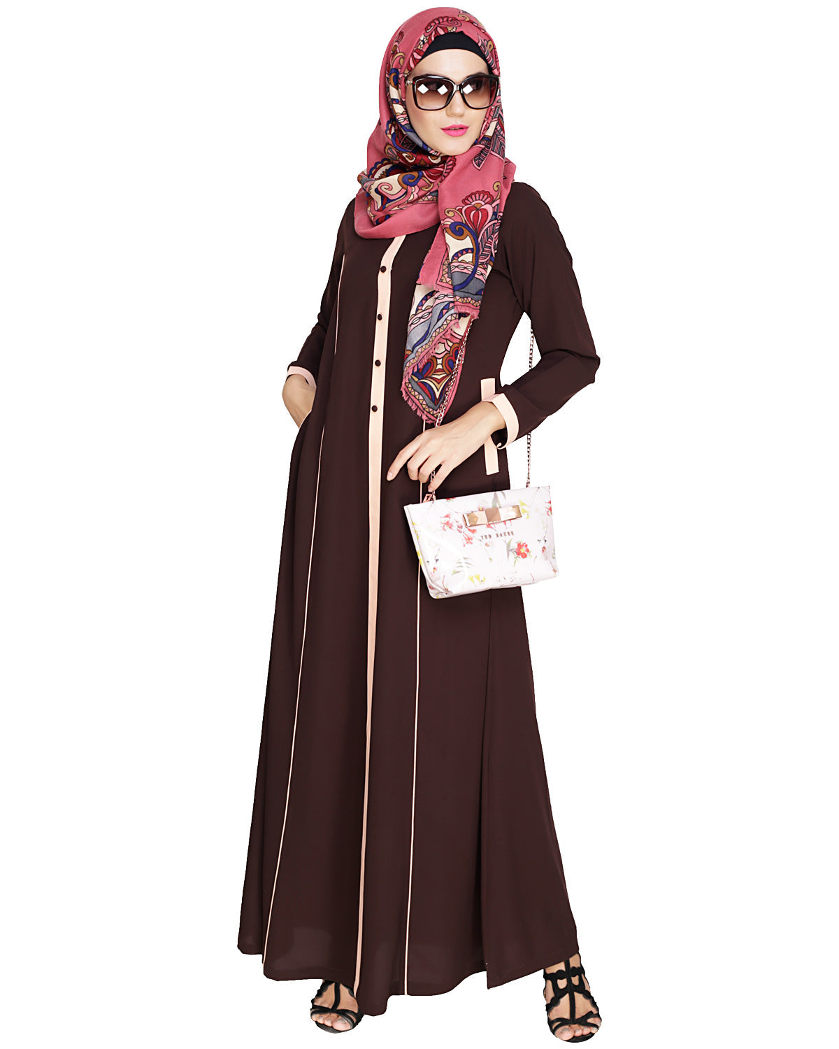 Panelled Abaya Brown