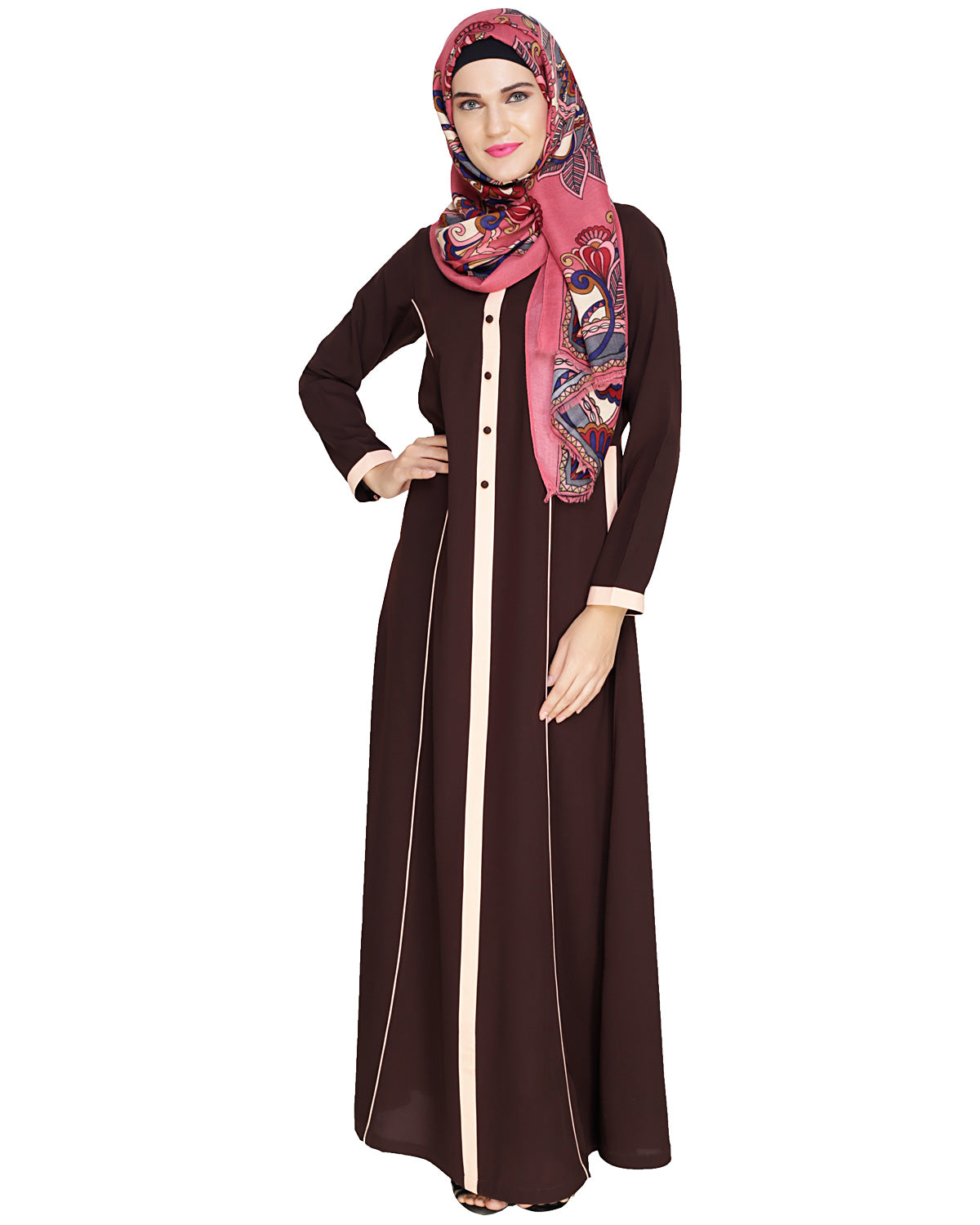 Panelled Abaya Brown