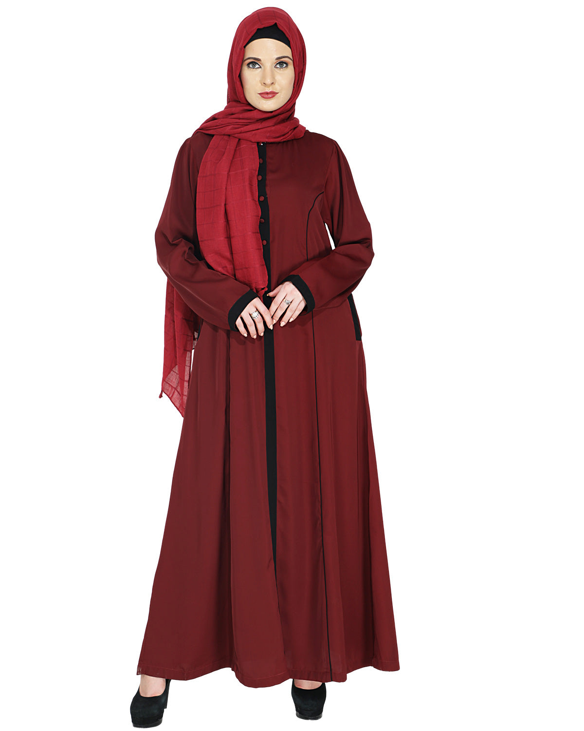 Panelled Abaya Trendy Coral
