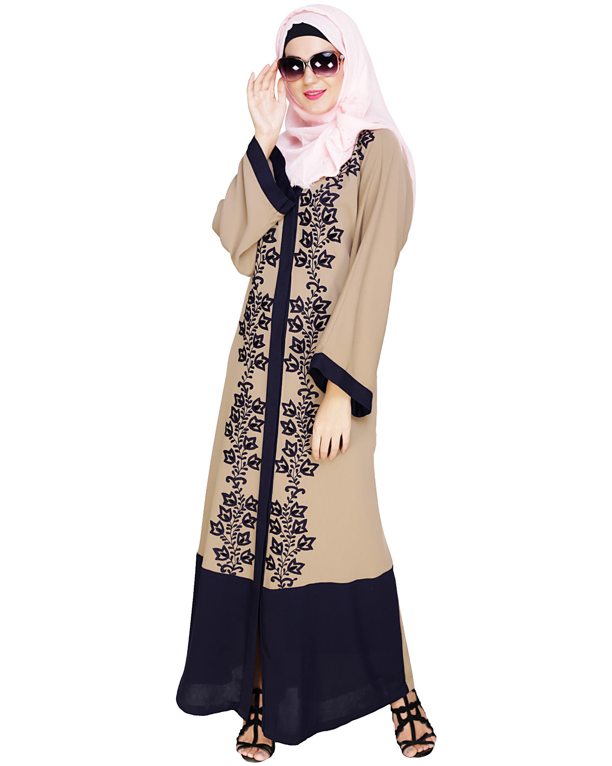Bedazzled Dubai Style Abaya Dark Blue