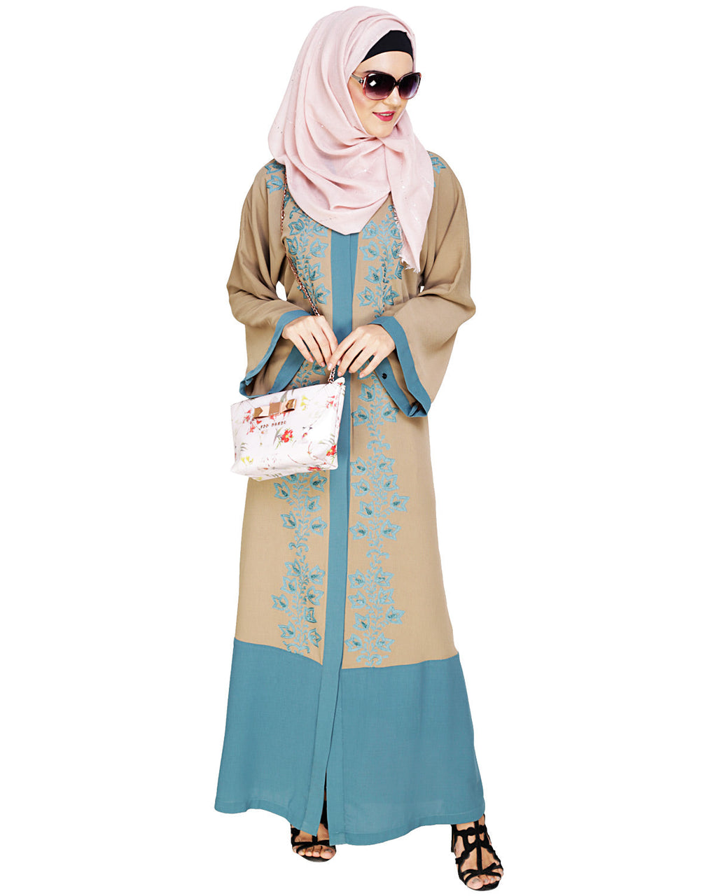 Bedazzled Dubai Style Abaya Seafoam Green