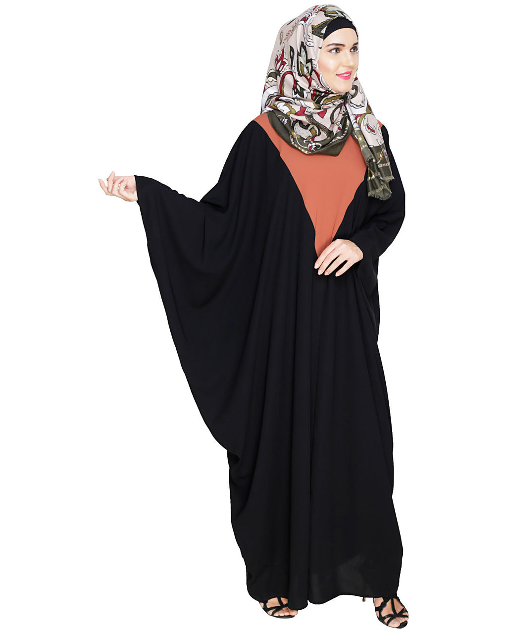 Colour Blocked Black Kaftan Teal Blue