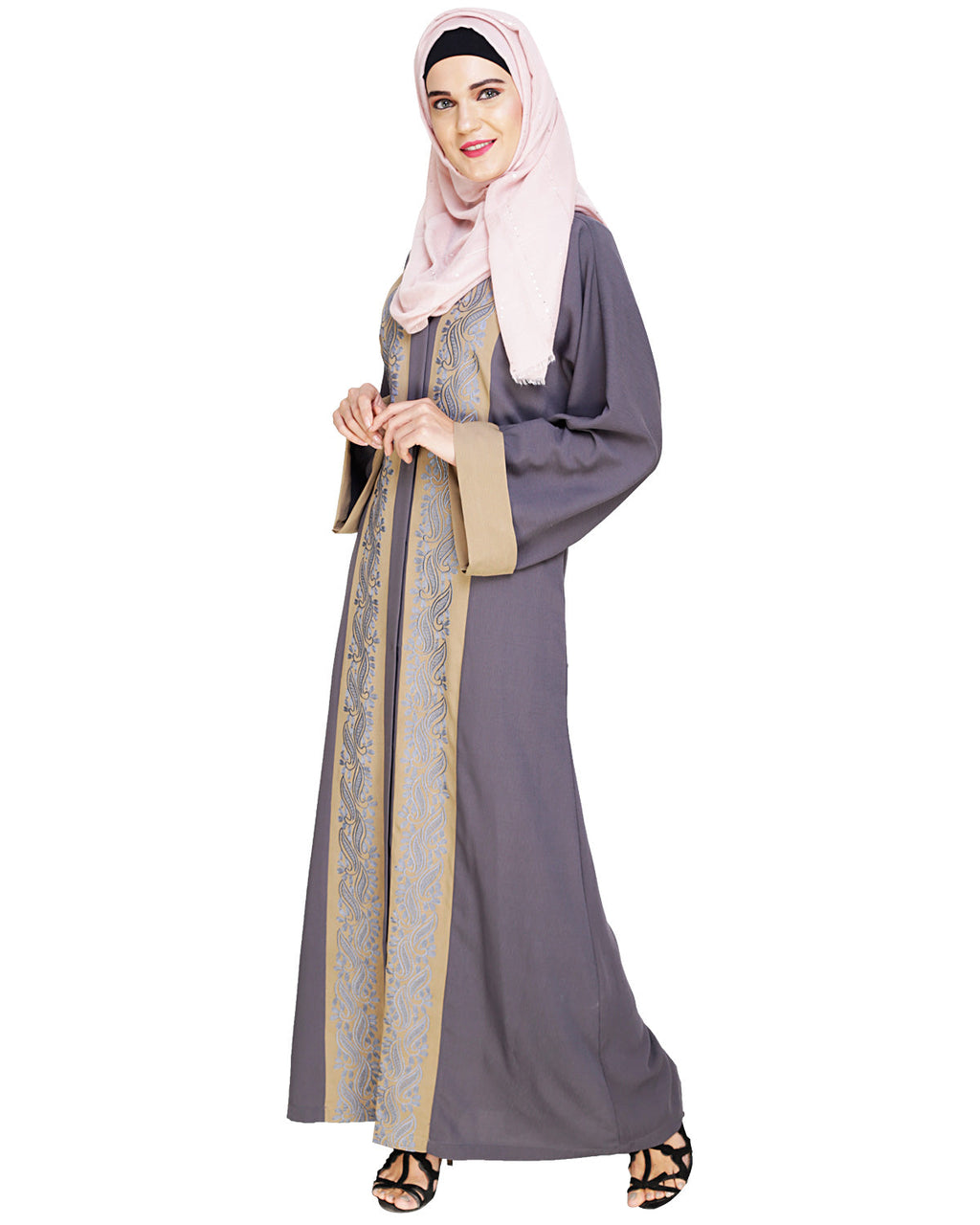 Exquisite Dubai Style Abaya Grey
