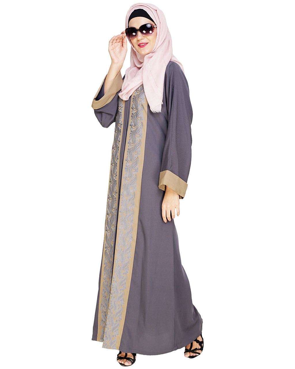 Exquisite Dubai Style Abaya Grey