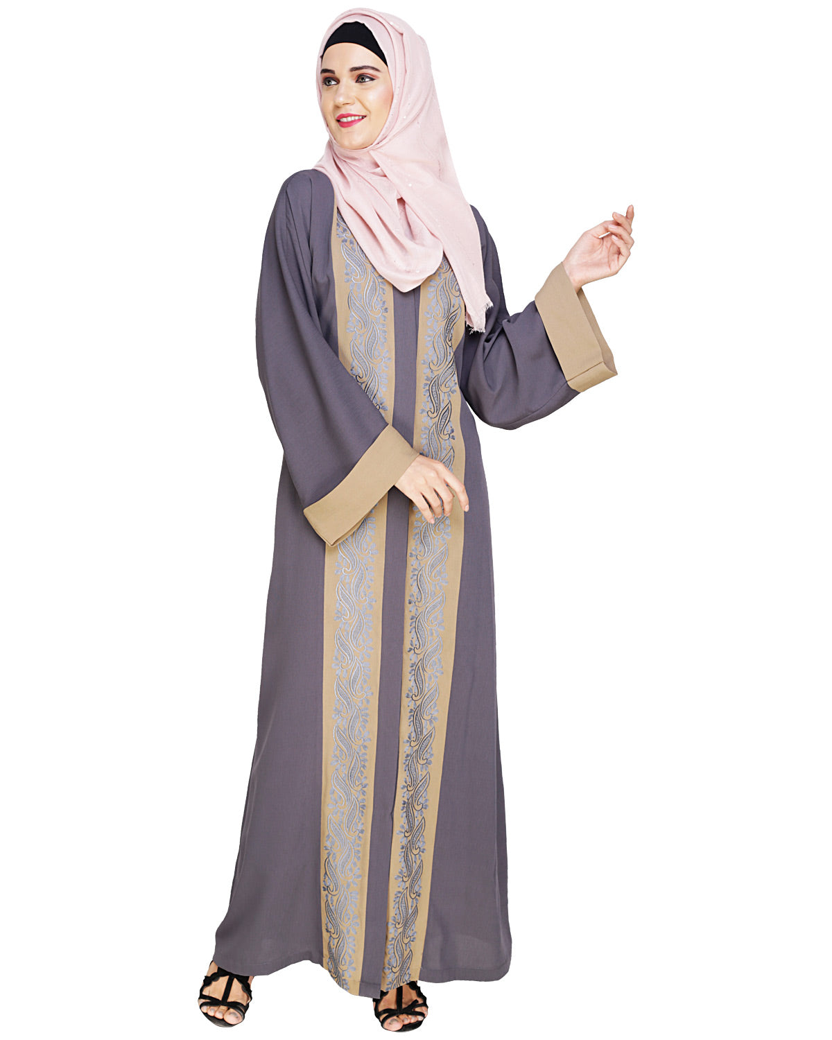 Exquisite Dubai Style Abaya Grey