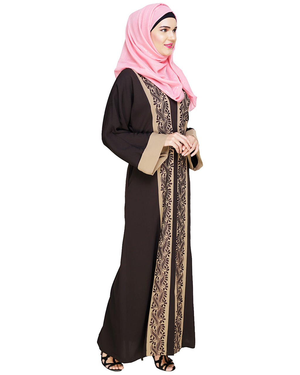 Exquisite Dubai Style Abaya Mud Brown