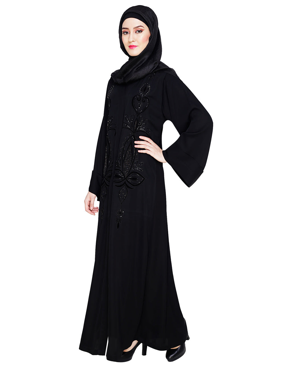 Glitzy Black Dubai Style Abaya Black