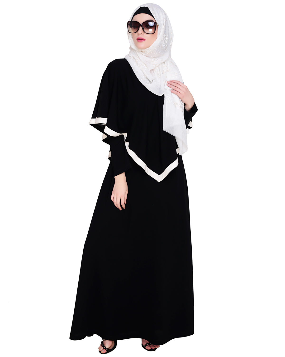 Fancy Cape Abaya Black