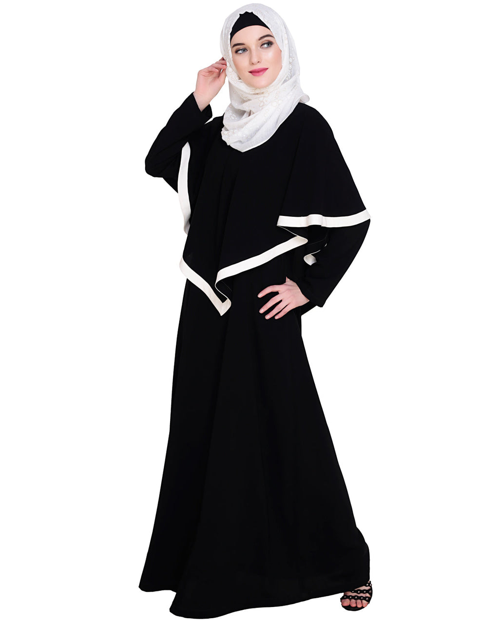 Fancy Cape Abaya Black