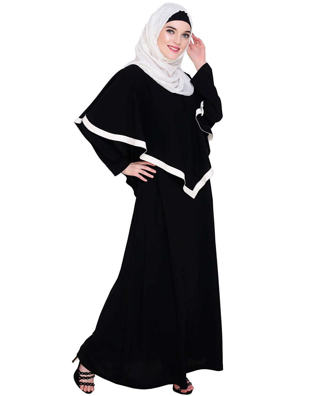 Fancy Cape Abaya Black