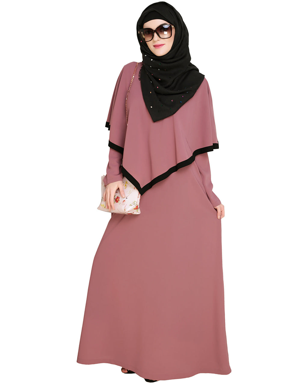 Fancy Cape Abaya Onion Pink