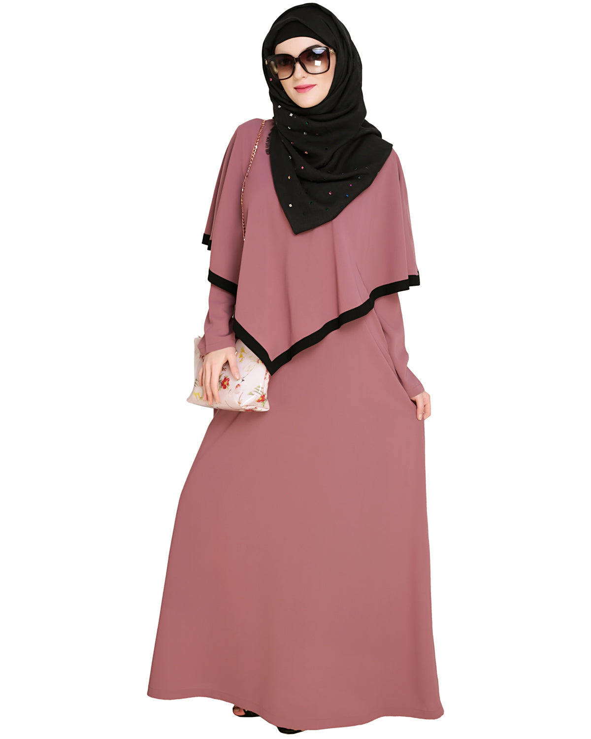 Fancy Cape Abaya Onion Pink