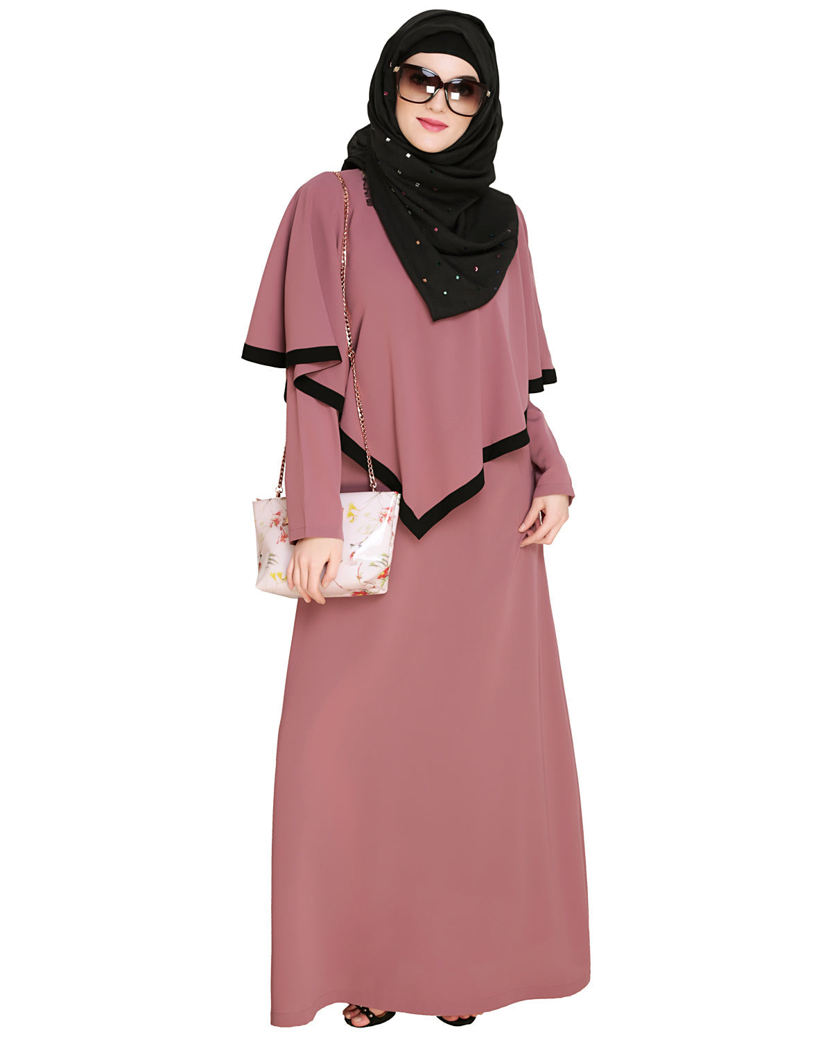 Fancy Cape Abaya Onion Pink