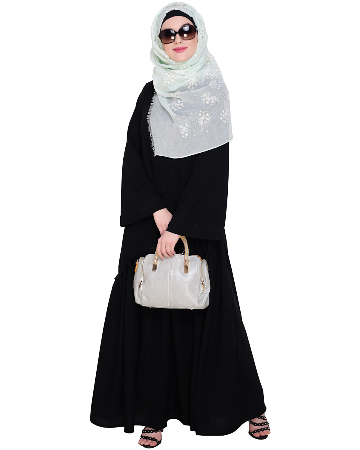 Fringe Lace Abaya Black