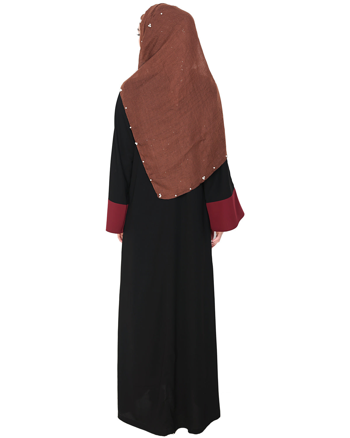 Dazzling Zip-Up Abaya Wine