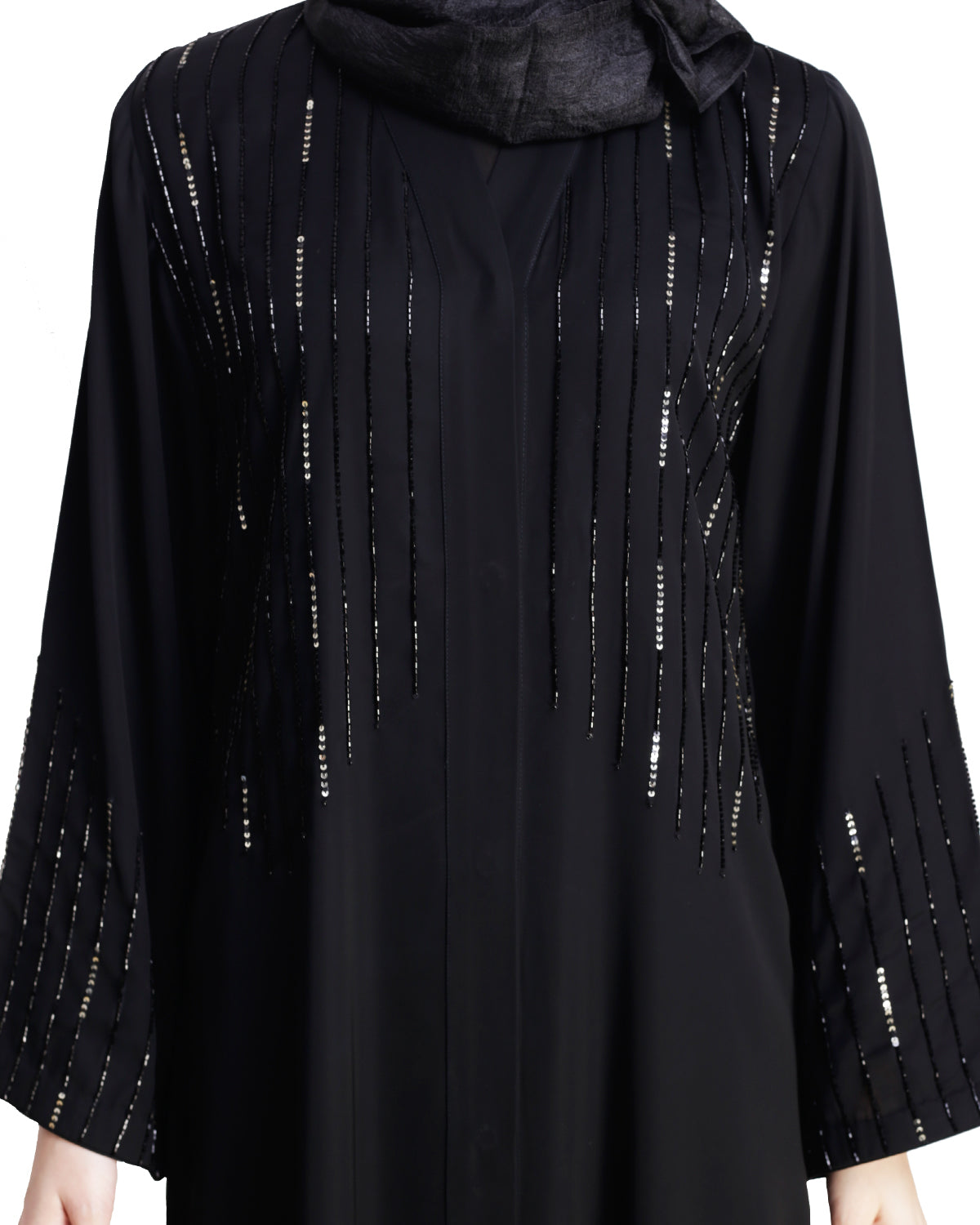 Multicolour Posh Stone Black Dubai Style Abaya Black