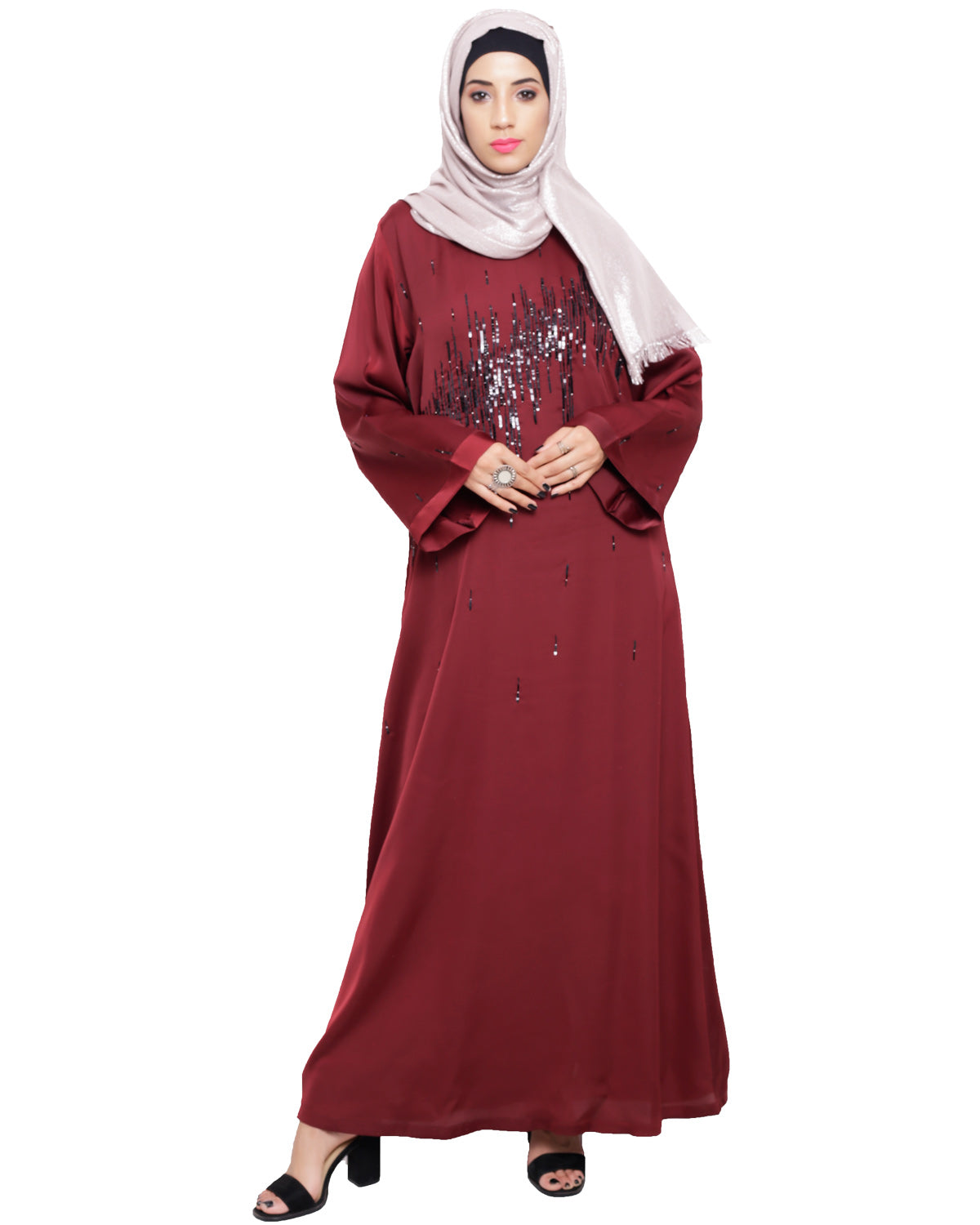 Stardust Dubai Style Abaya Wine XS
