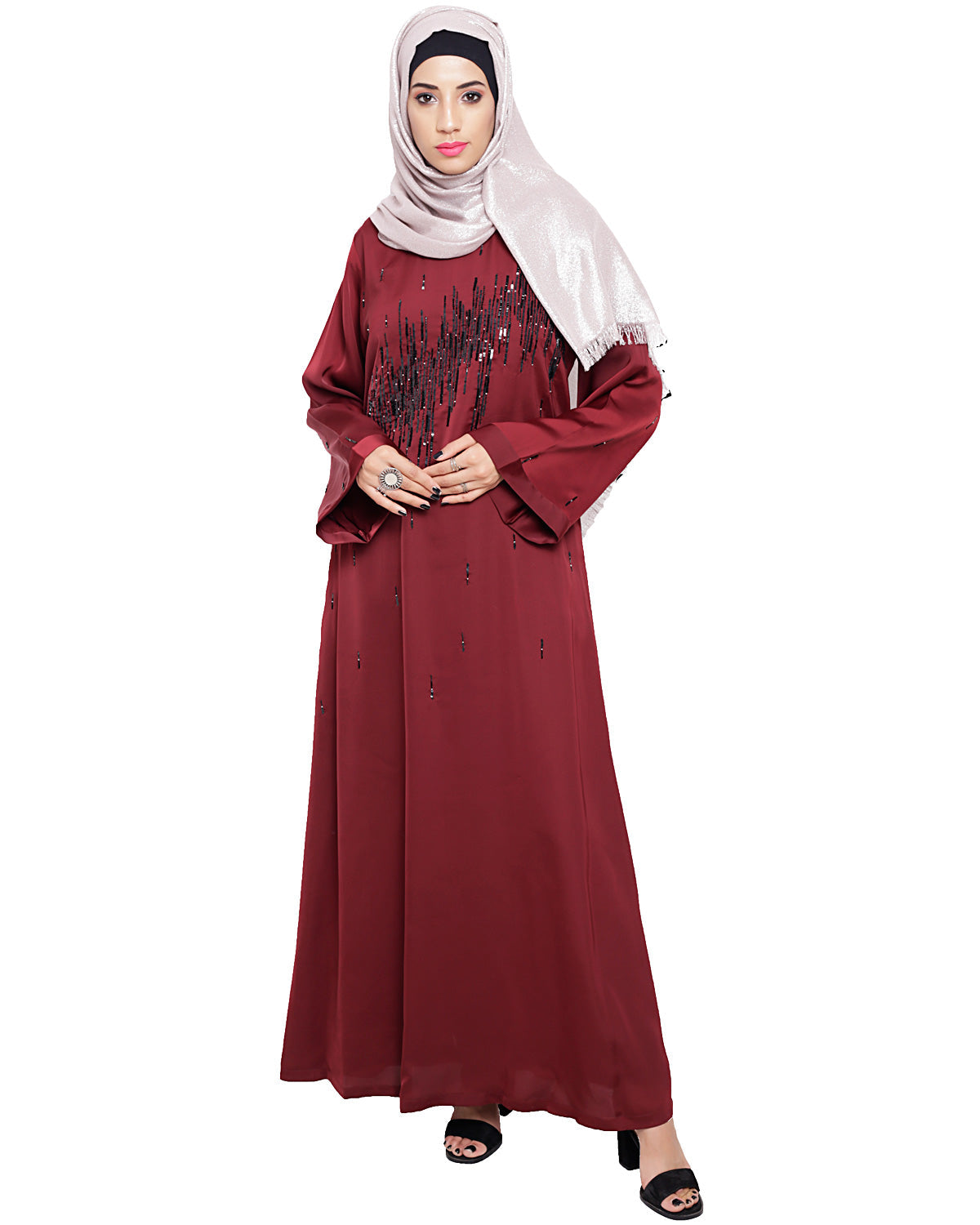 Stardust Dubai Style Abaya Wine
