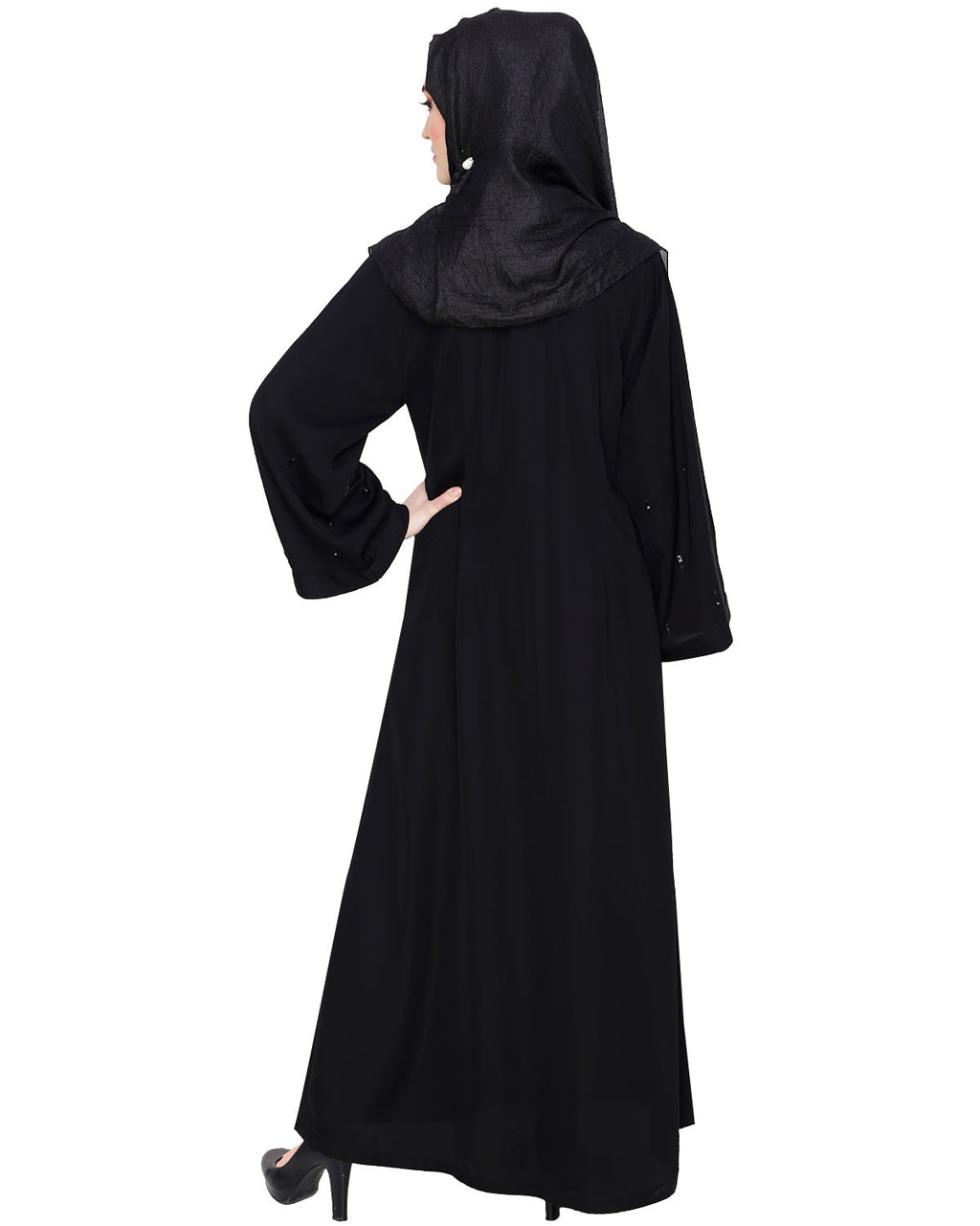 Multicolour Stardust Stone Black Dubai Style abaya Black