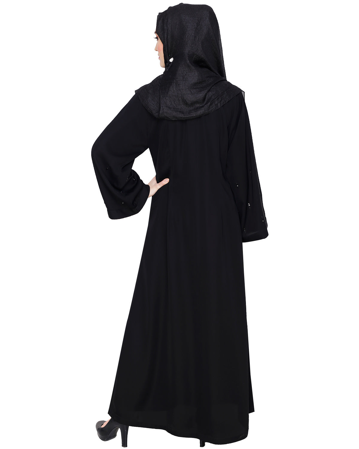 Multicolour Stardust Stone Black Dubai Style abaya Black