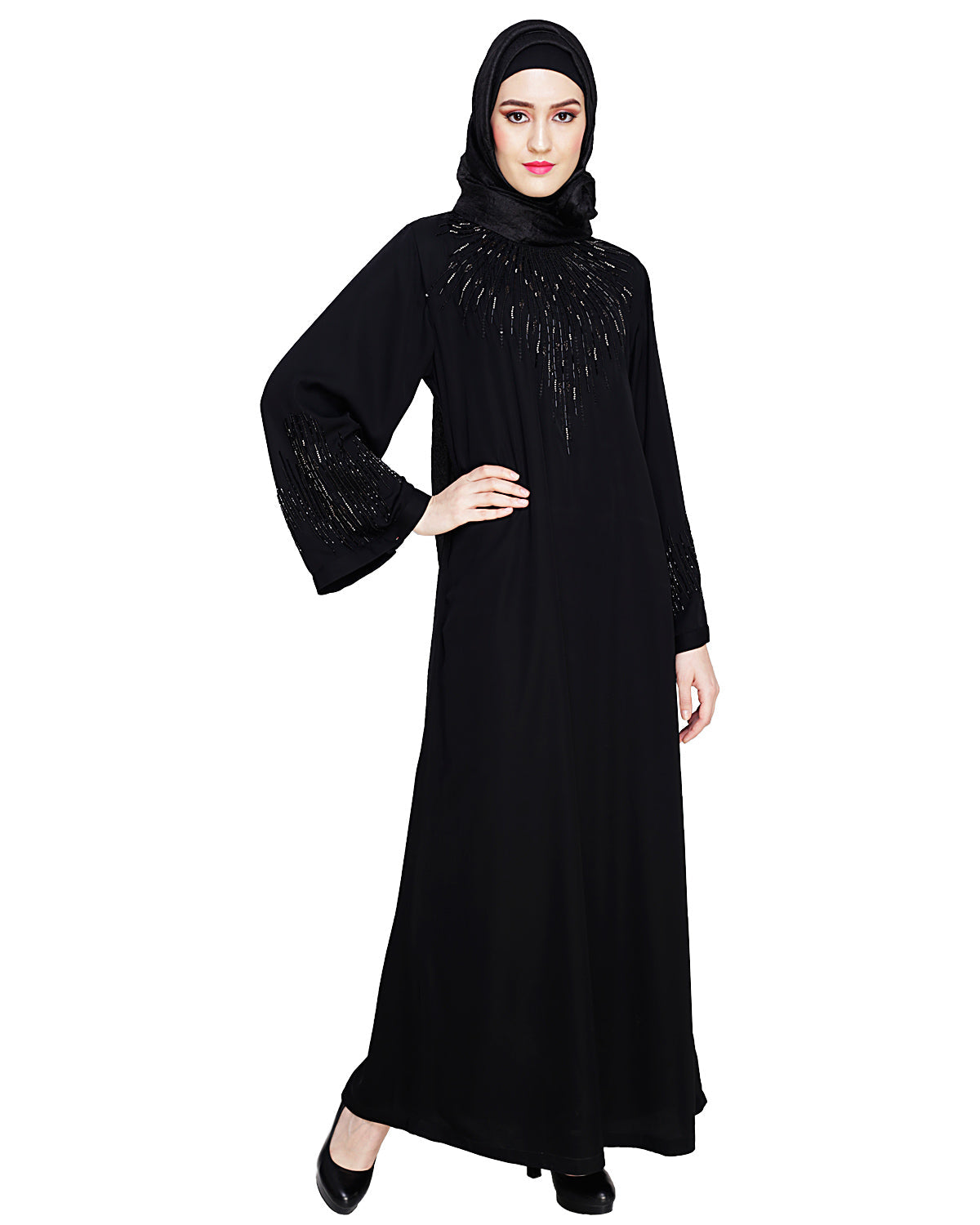 Ornate Black Style Abaya Black