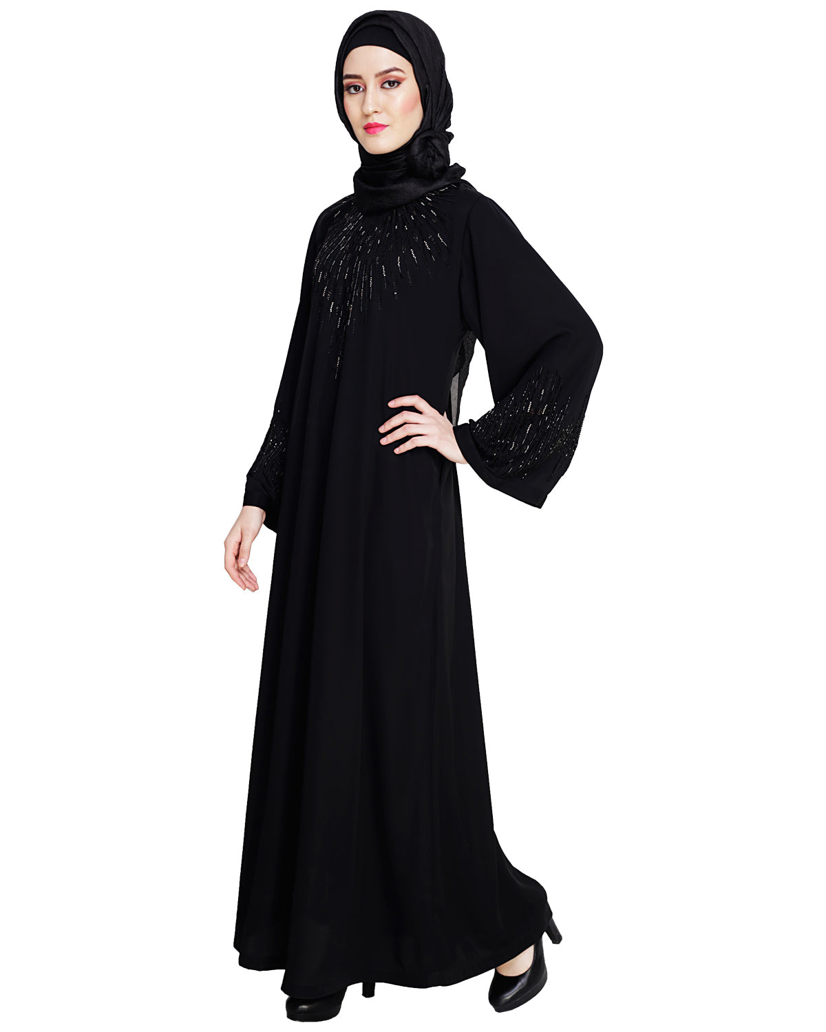 Ornate Black Style Abaya Black