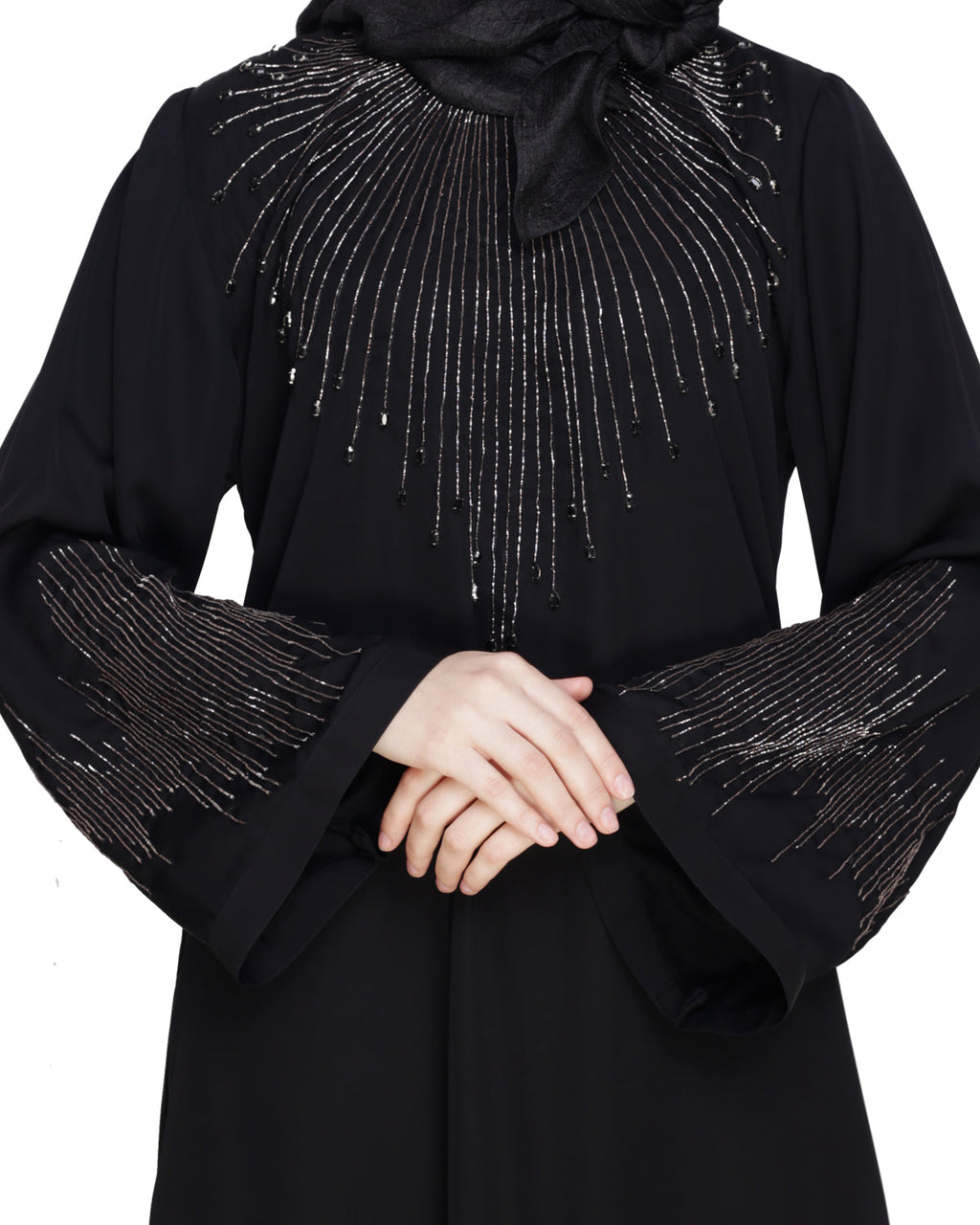 Ornate Black Dubai Style Abaya Black
