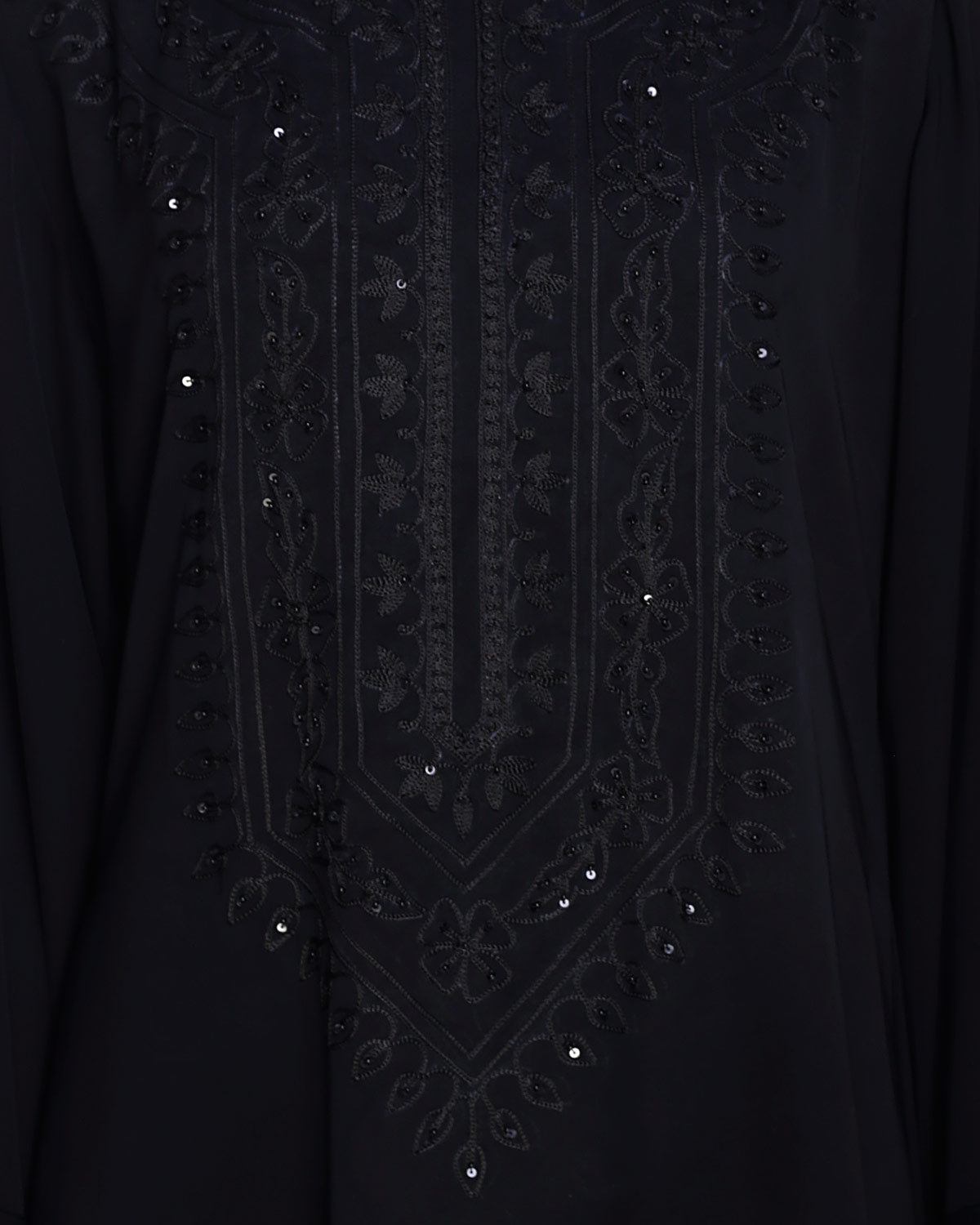Floral Embellished Dubai Style Abaya Black