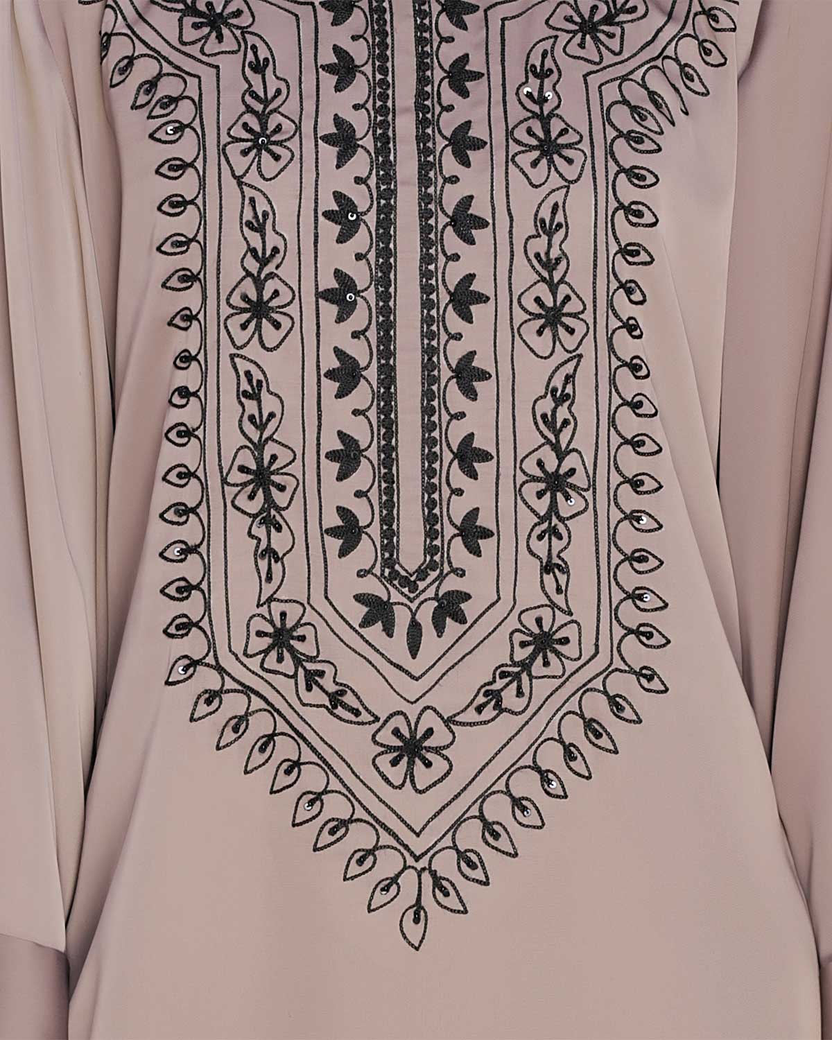 Floral Embellished Dubai Style Abaya Brown