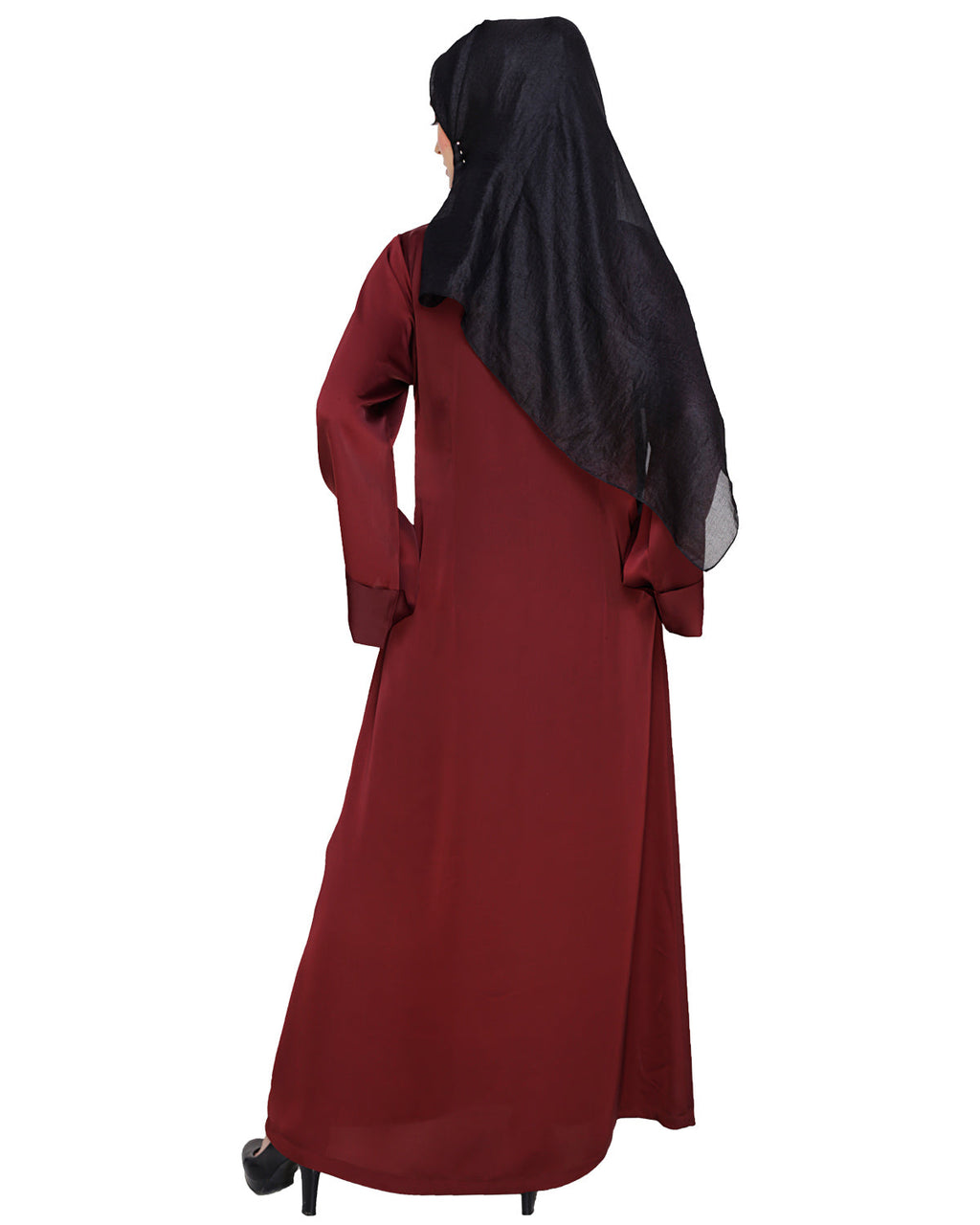 Floral Embellished Dubai Style Abaya Wine