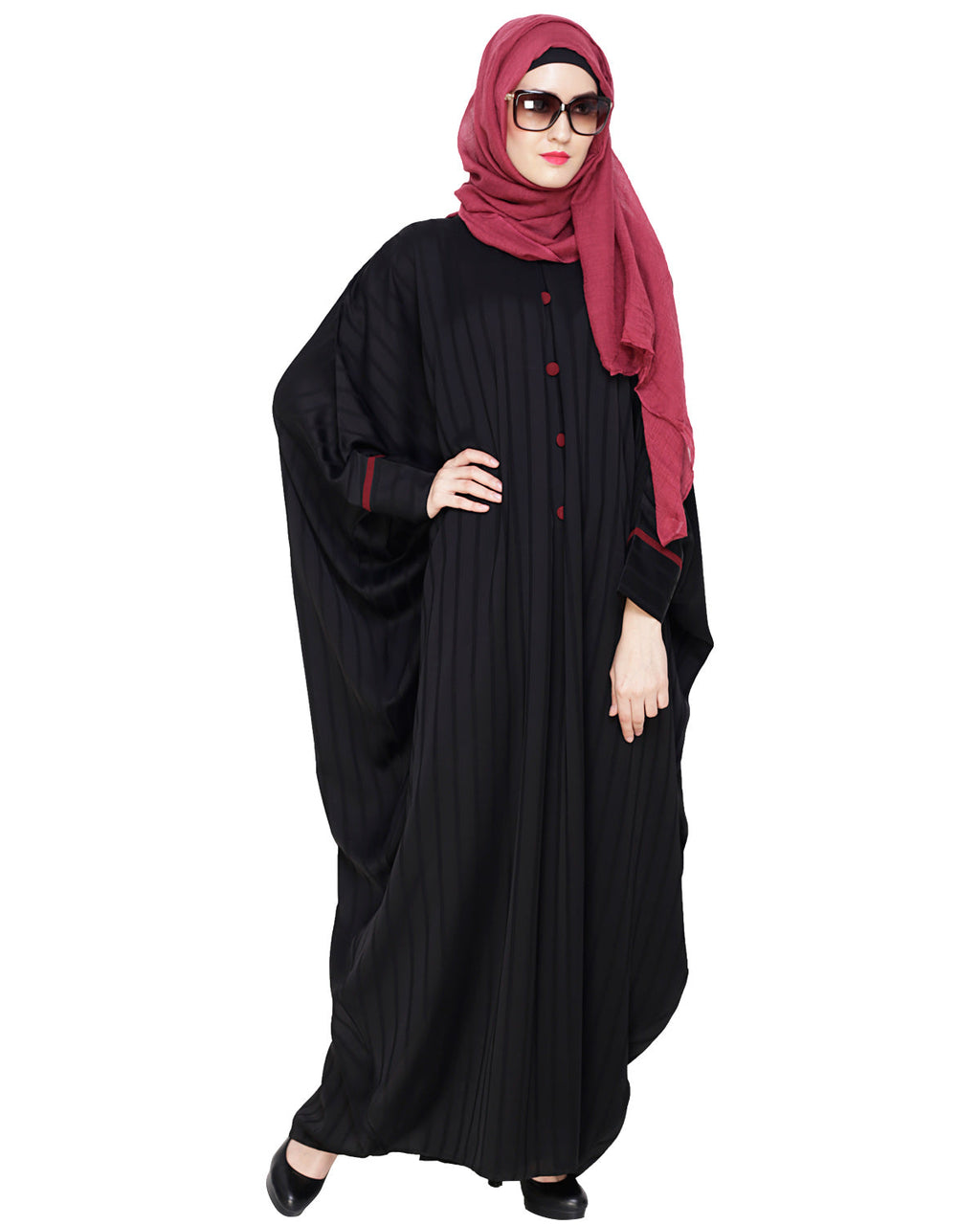 Graceful Pleated Black Kaftan Black
