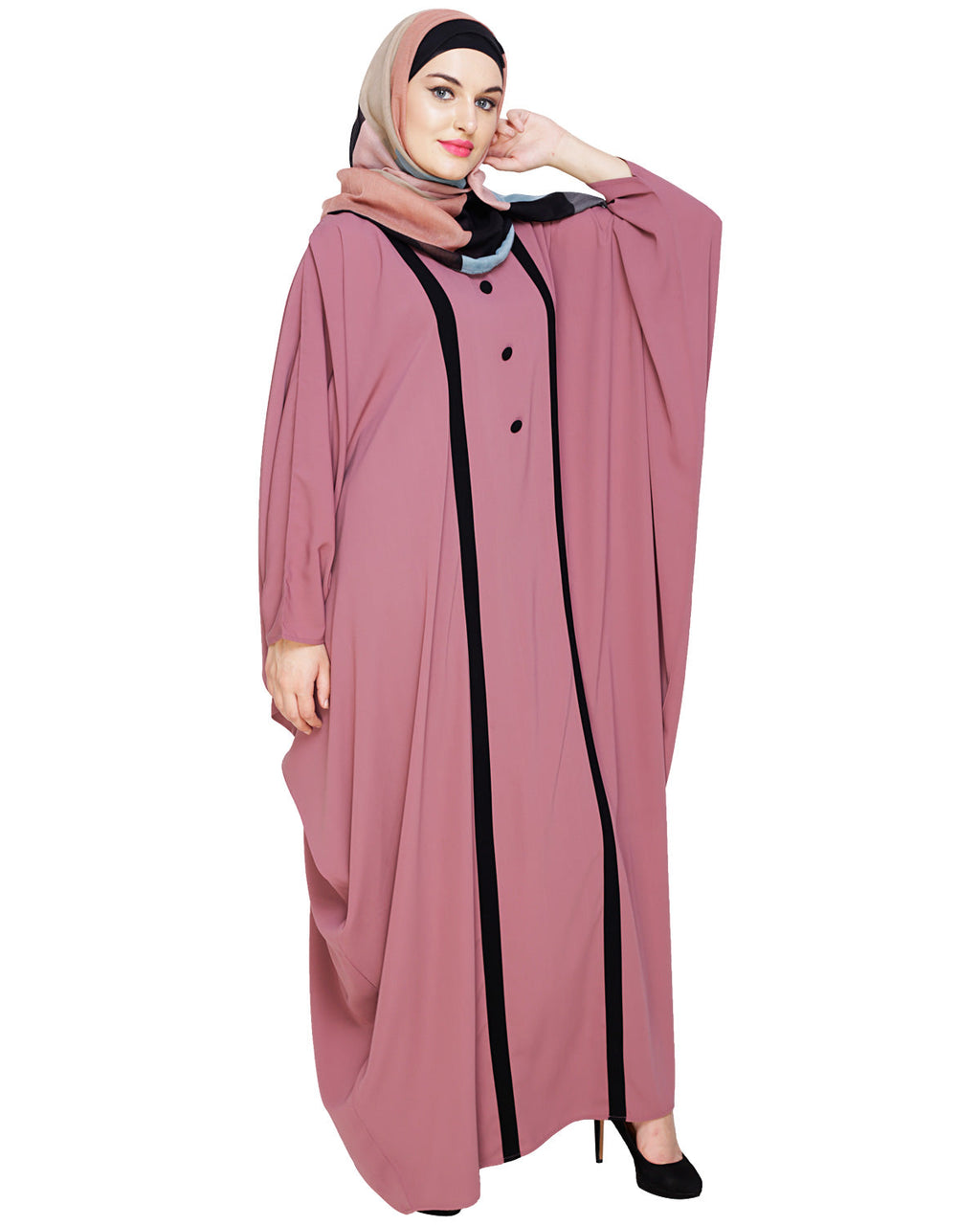 Colourblock Black Kaftan Onion Pink